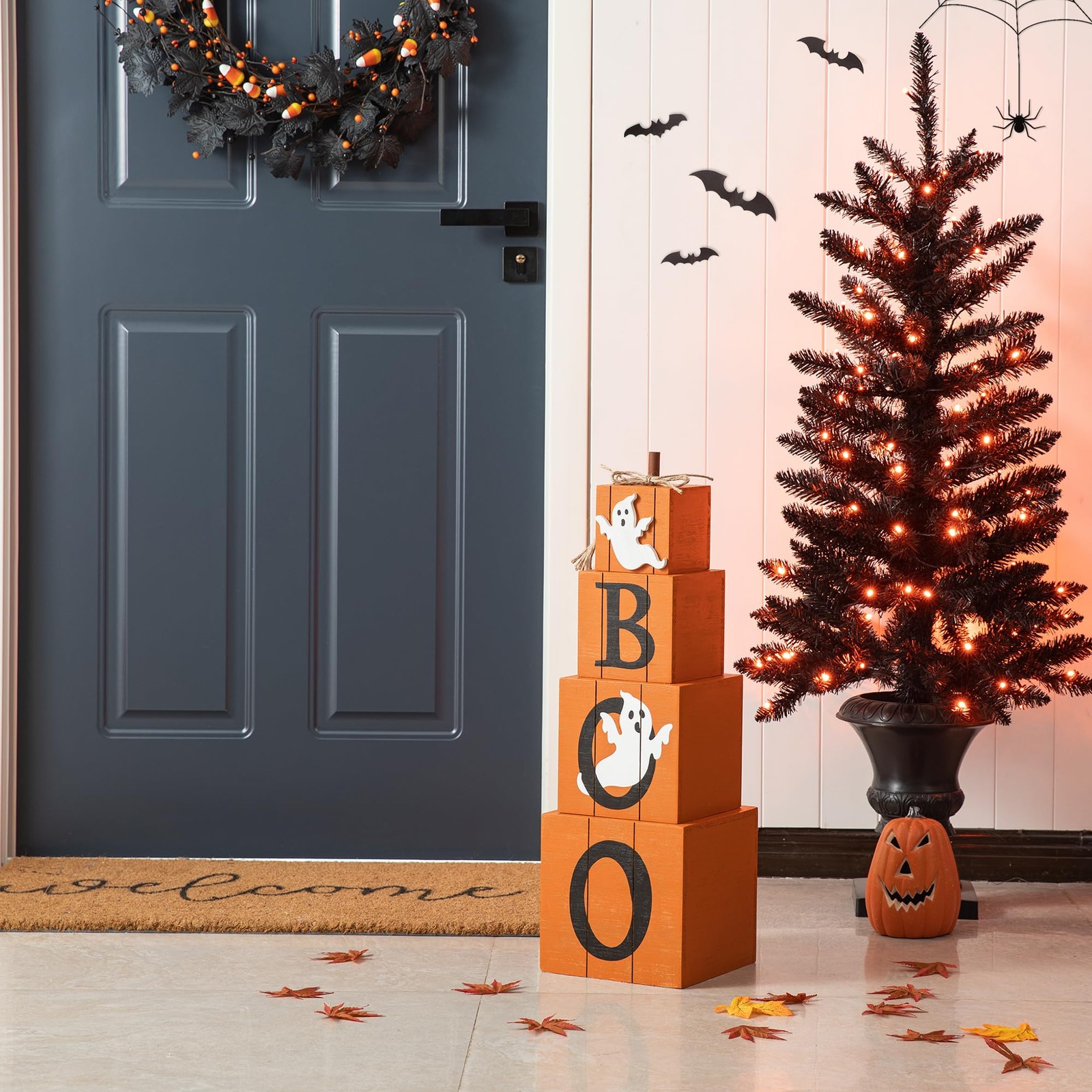 Glitzhome Nestable Stacked Pumpkin Boxes 25.5 Inch Reversible –