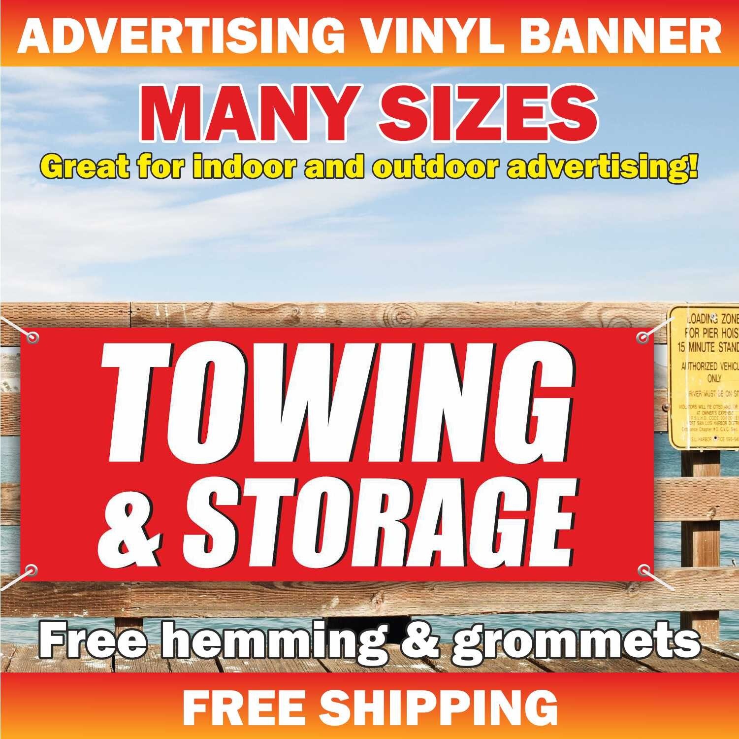 TOWING STORAGE Advertising Banner Vinyl Sign Parking Auto Repair Mechanic Garage