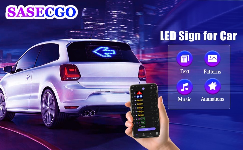 LED Sign-10″x5″-Flexible-Programmable-Double Row-Cars-Stores-Bluetooth-App-NEW