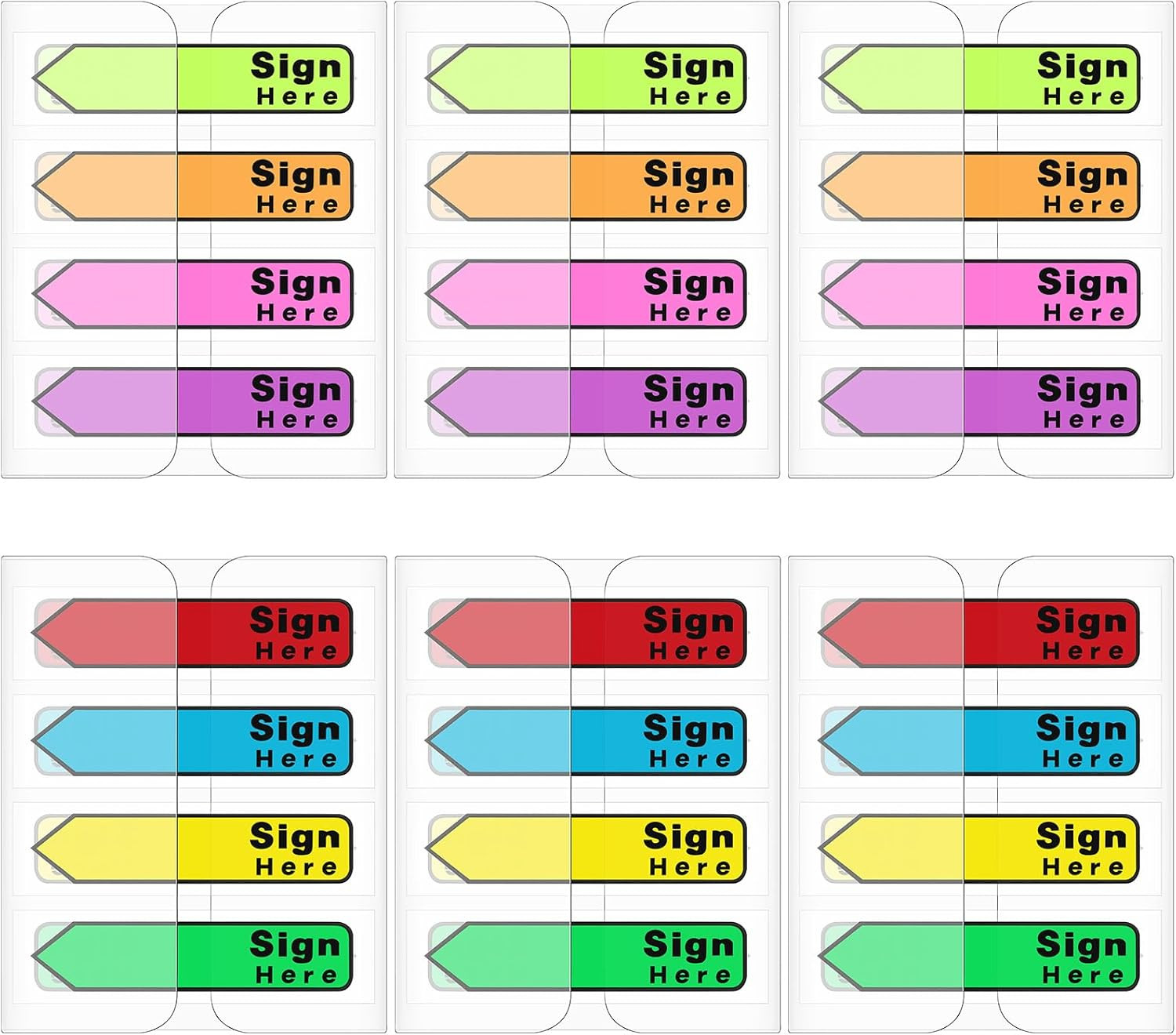 600 Sign Here Tabs Sticky Arrow Flags 8 Color Self-Stick Notes with Dispenser