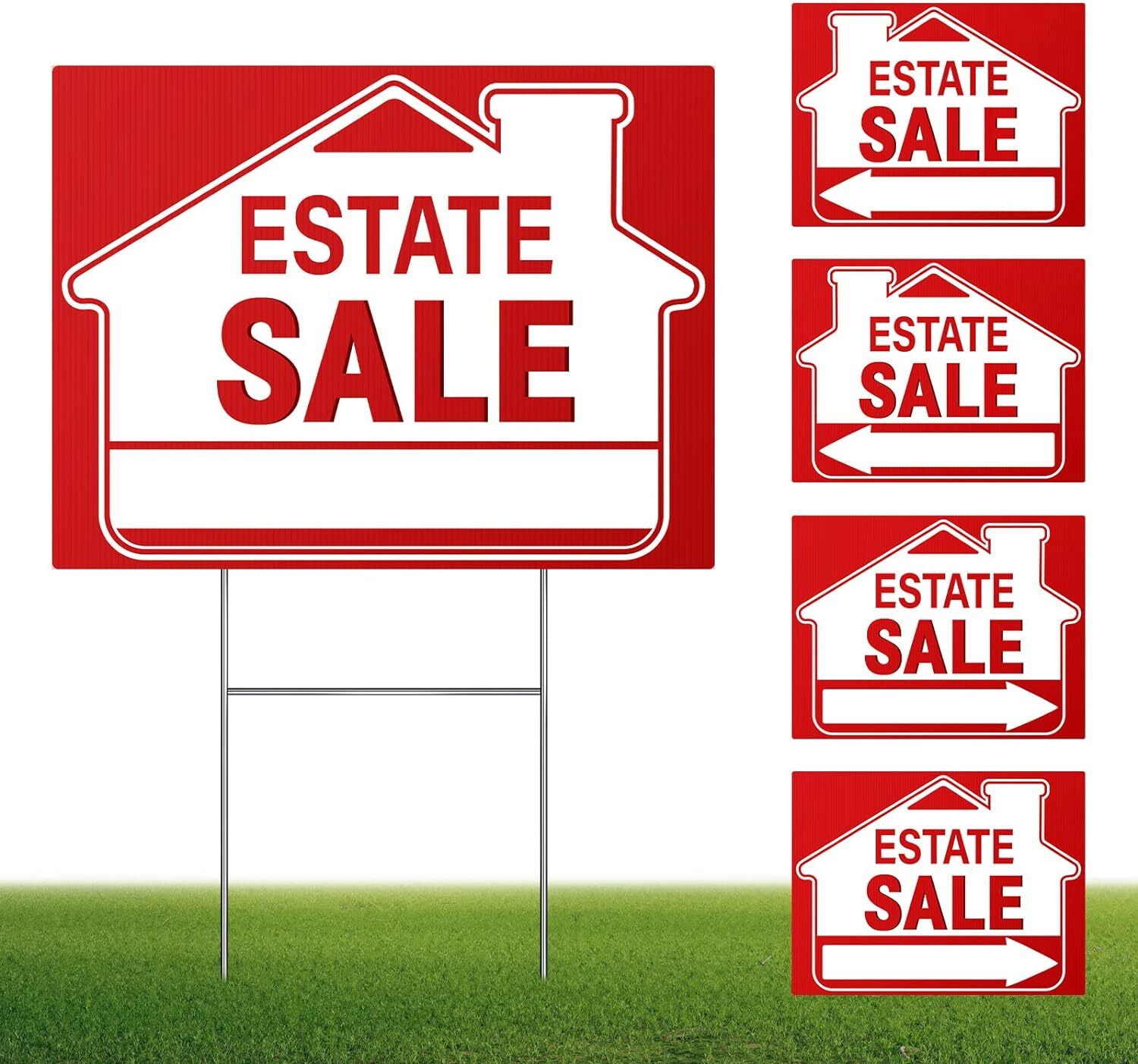 Estate Sale Signs Set,18 X 14 Inch Estate Sale Yard Signs Double Sided [5 Pieces