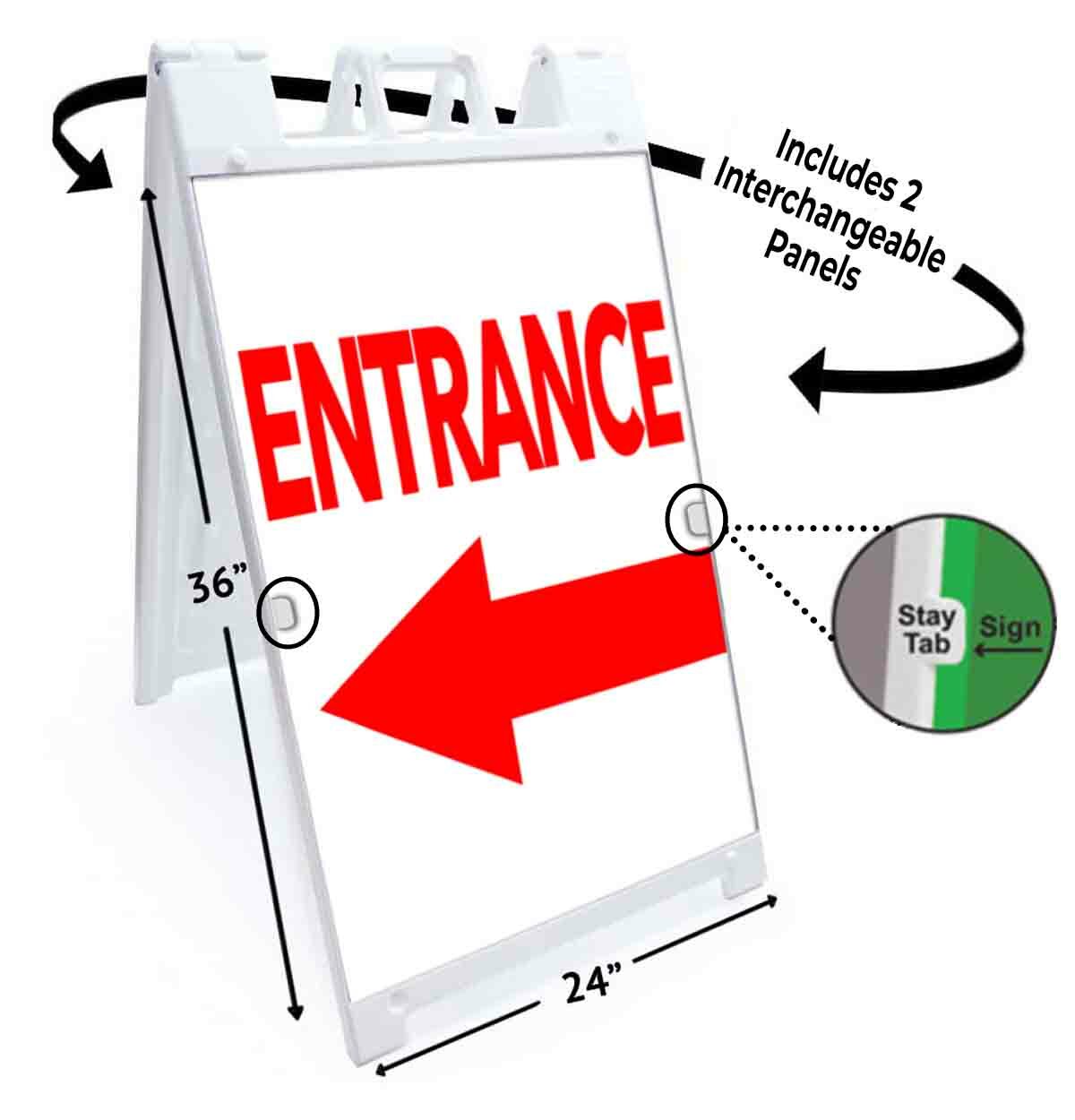 ENTRANCE Signicade 24×36 Aframe Sidewalk Sign Banner Decal ENTRY ACCESS