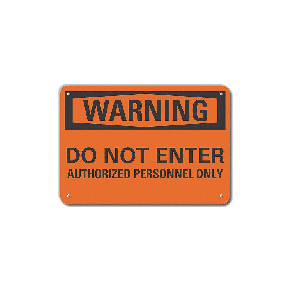 LYLE LCU6-0127-NA_14X10 Auth Personnel Warning Sign,10x14in,Alum 64PX09