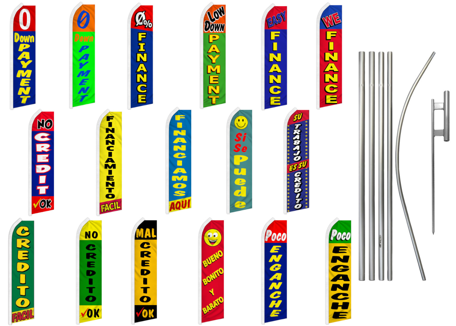 Financing Swooper Feather Flutter Flag Pole Kit Auto Dealership