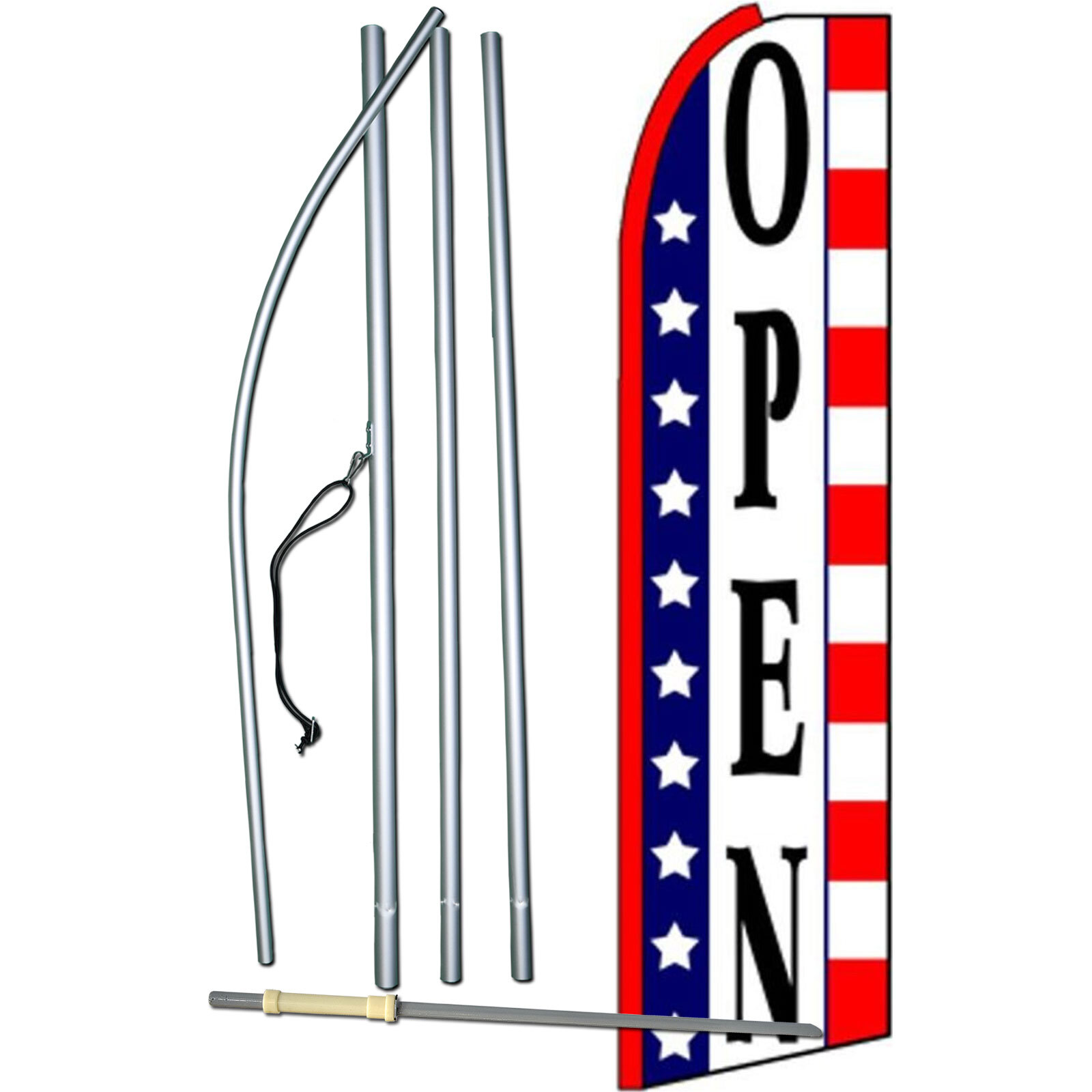 Open Flag with Flag Pole and Spike