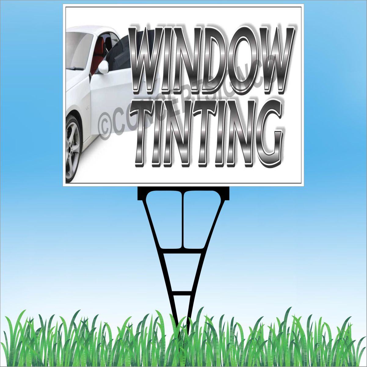 18″x24″ WINDOW TINTING Outdoor Yard Sign & Stake Sidewalk Lawn Auto Tint Film