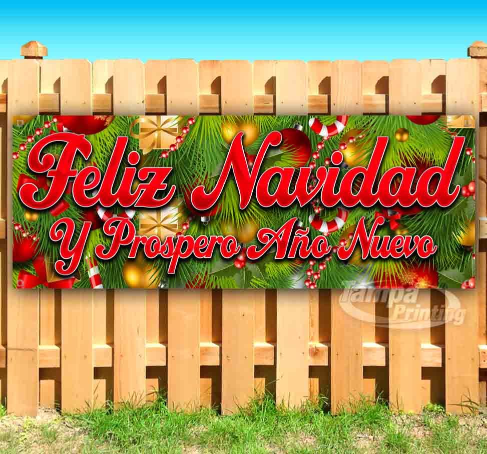 Feliz Navidad y Prospero Año Nuevo Advertising Vinyl Banner Flag Sign Many Sizes