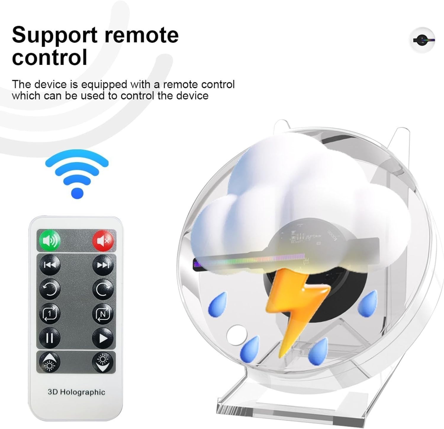 3D Hologram Fan Acrylic 4.72in Portable WiFi App Control for Events Home