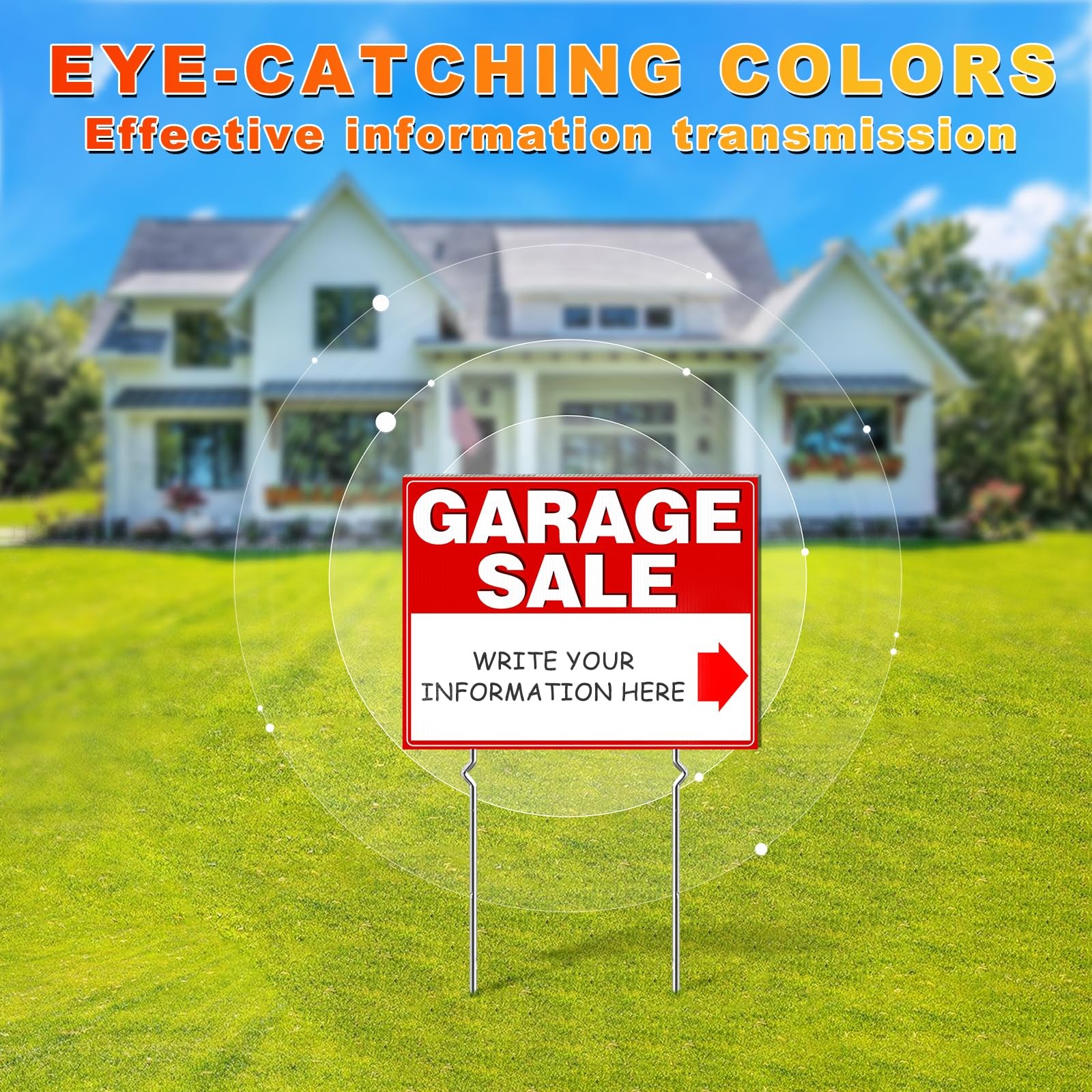 Remiawy Garage Sale Signs 3 Pcs Yard Signs with Metal Stakes 17×13 Inch Double