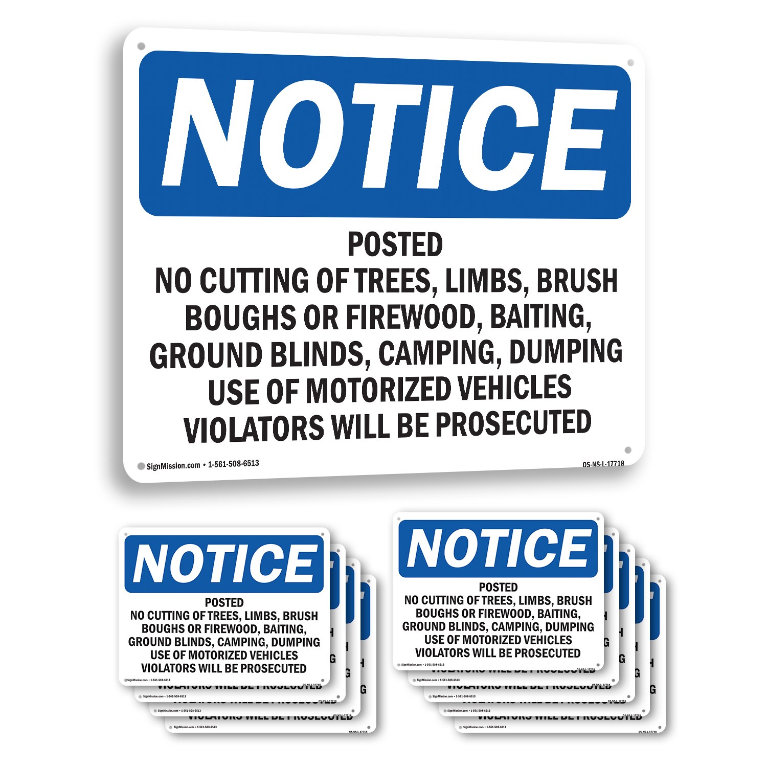 Posted No Cutting Of Trees Limbs Brush OSHA Notice Sign Or Decal – 5 or 10 Pack