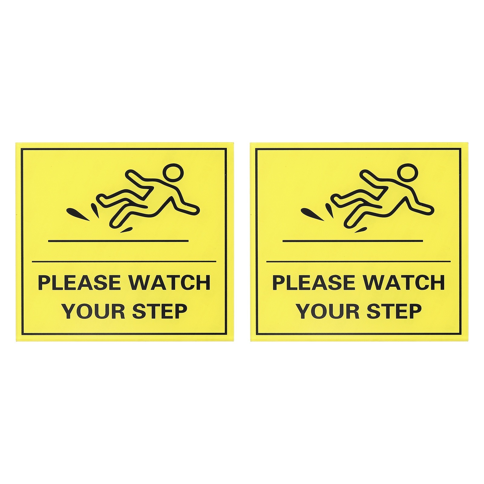 8″ x 8″ Please Watch Your Step Sign, 2 Pcs Warning Sign, Yellow with Black Text