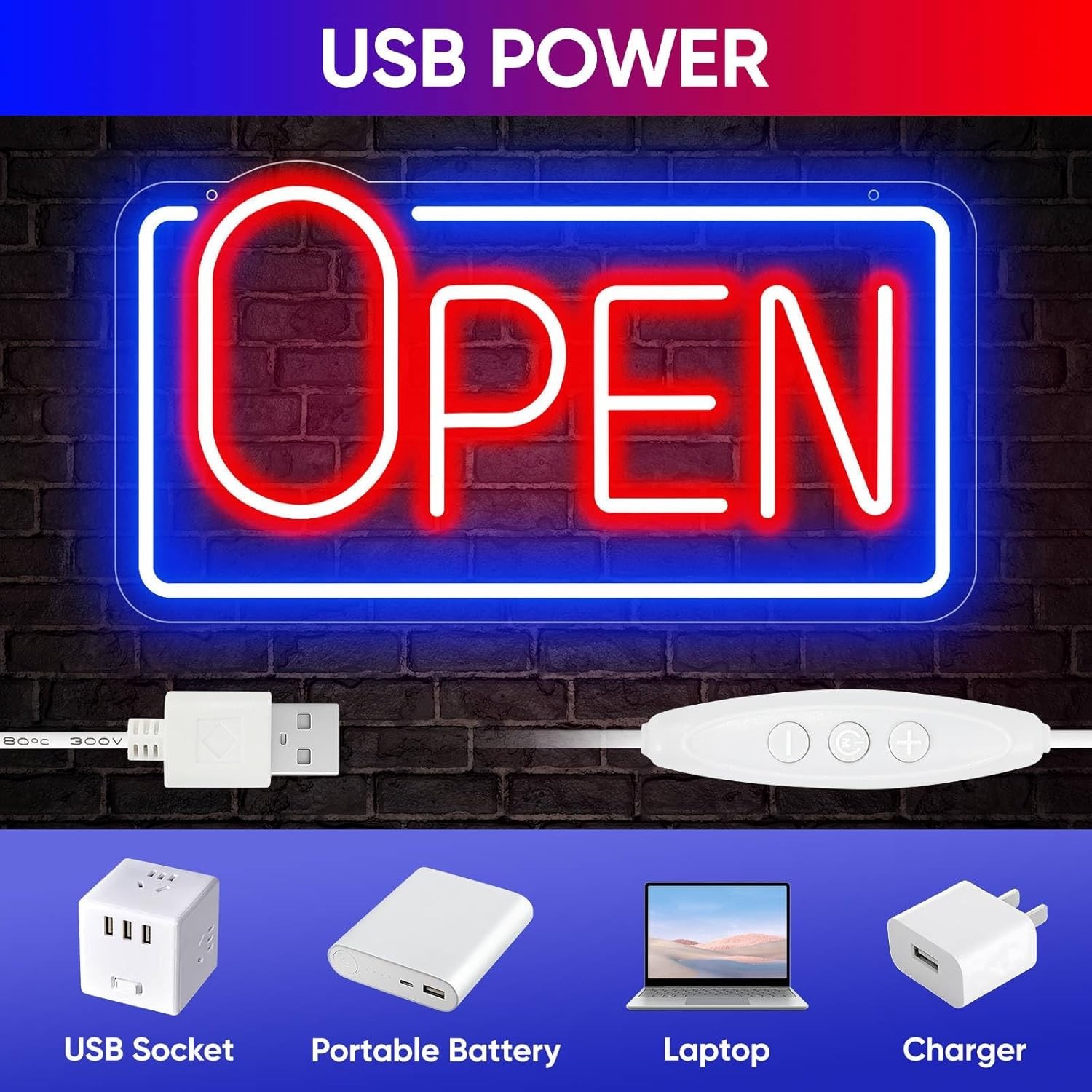 LED Neon Open Sign for Business Window, Light up Open Sign for Store Carteles