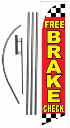 Free Brake Check 15ft Feather Banner Swooper Flag Kit – INCLUDES 15FT POLE…