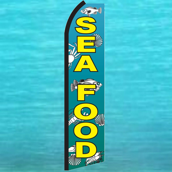 SEAFOOD SWOOPER FLAG Tall Flutter Feather Vertical Advertising Sign Banner
