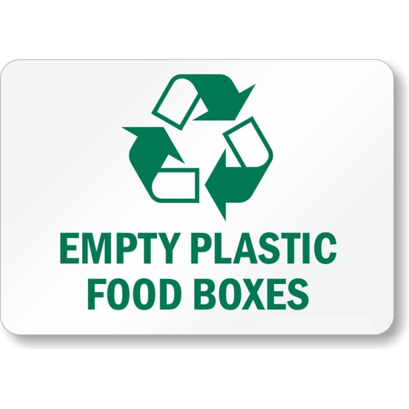 Empty Plastic Food Boxes Aluminum Weatherproof Sign b01471
