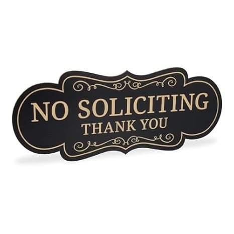 ExcelMark Small No Soliciting Sign – Made in the USA (2″x5″, Black/Gold)