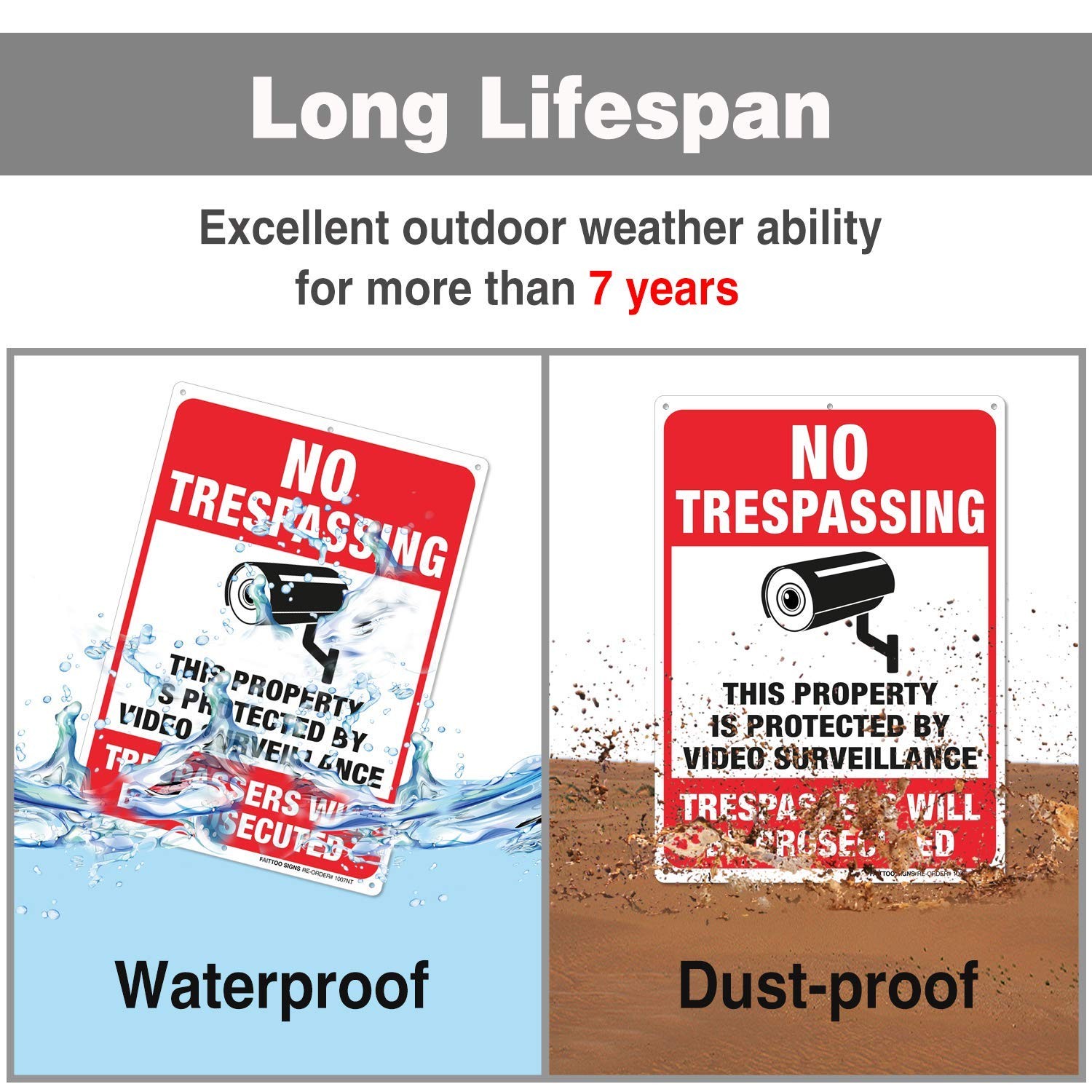 6 Pack No Trespassing Sign – 10 x 7 Inches 0.40 Aluminum Reflective, Indoor O…