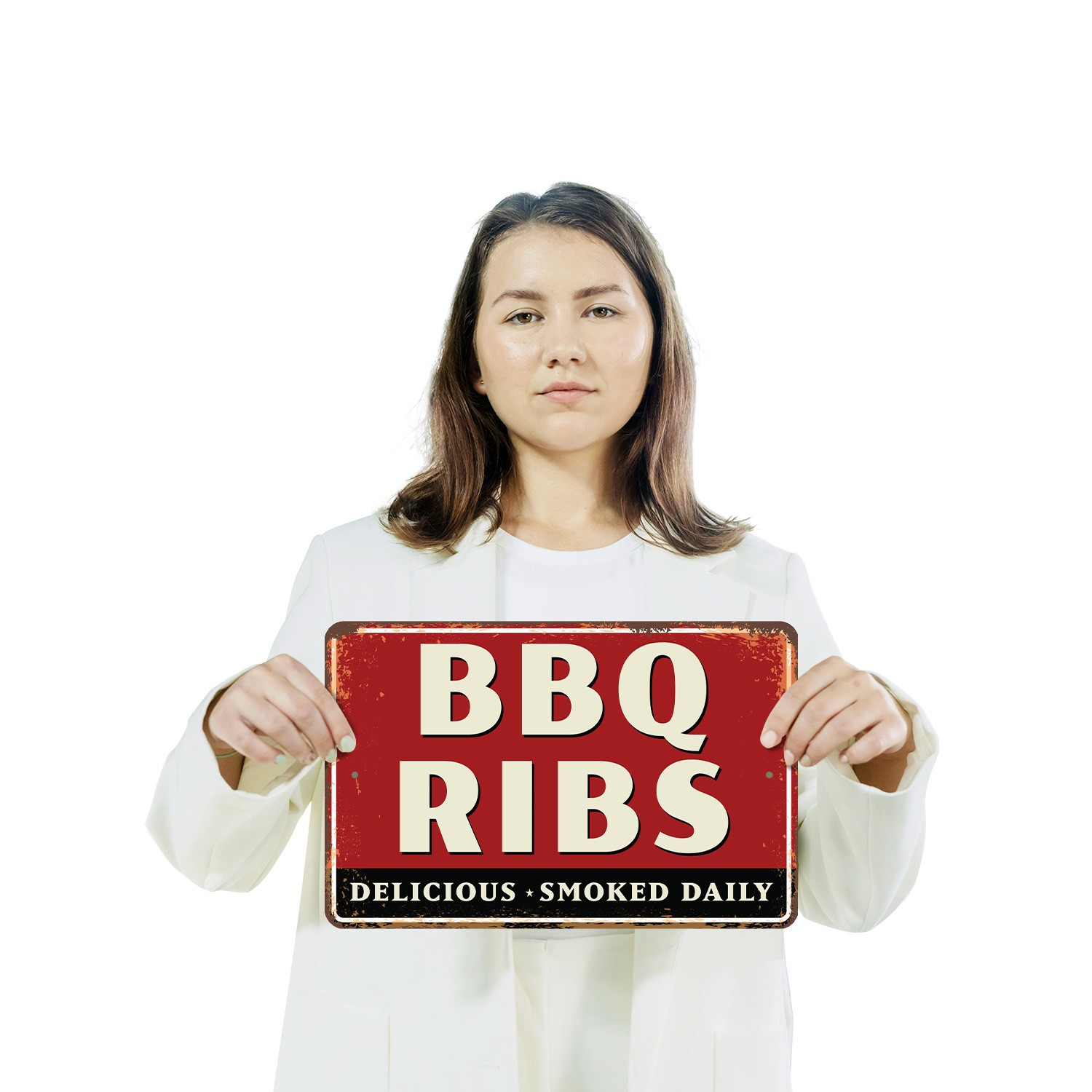 BBQ Ribs Sign Smoke Sauce Smiles Durable Perfect for Kitchens Patios