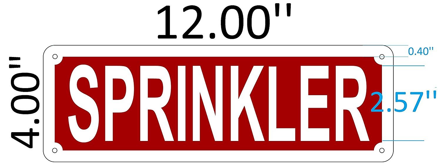 SPRINKLER SIGN (Aluminium Reflective , RED 4×12)-REF24-1027
