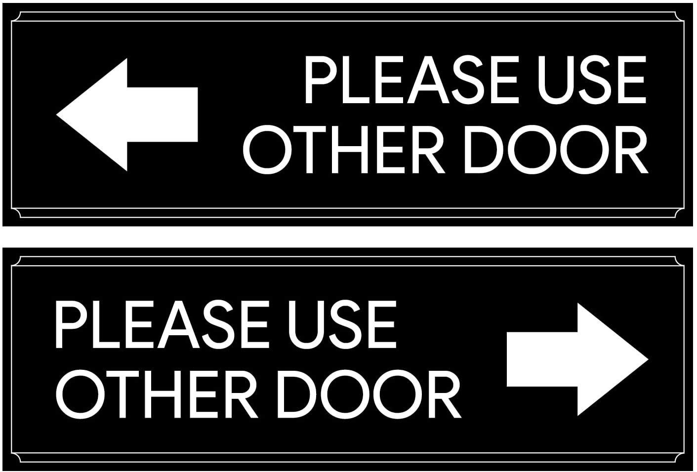 Please Use Other Door Sign 2-Pack – Left & Right Arrow Vinyl Stickers 8.5×2.7…