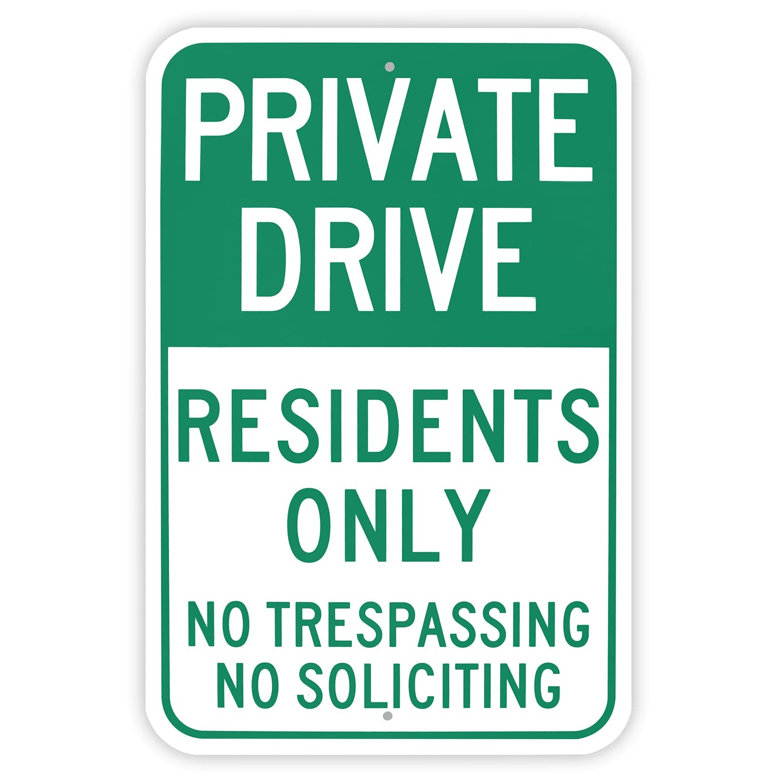 Large Private Drive Resident Only, No Soliciting No Trespassing, 18″x 12″ .04…