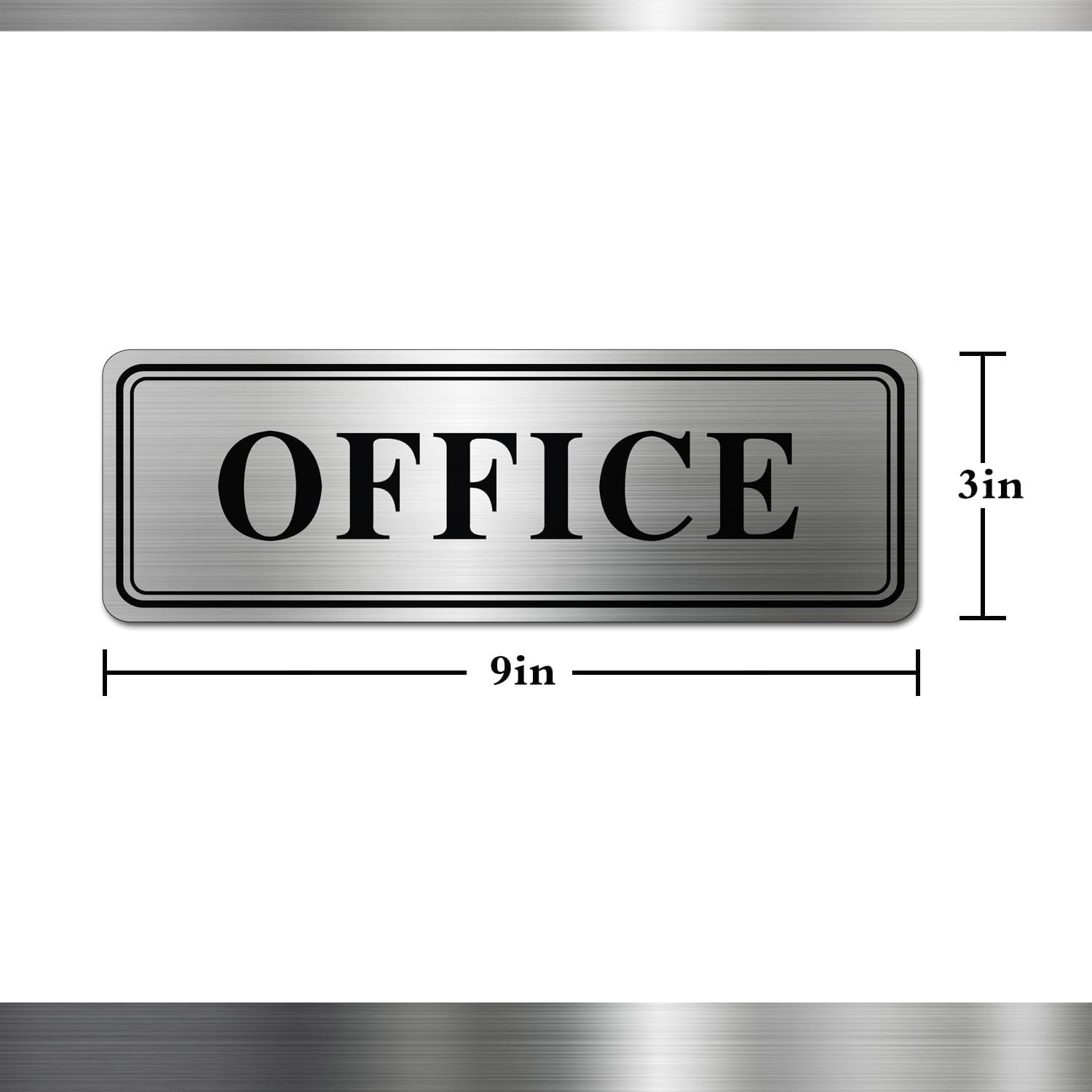 Metal Stainless Steel Office Sign for Doors,With Self Adhesive,9X3In(Office 1Pcs