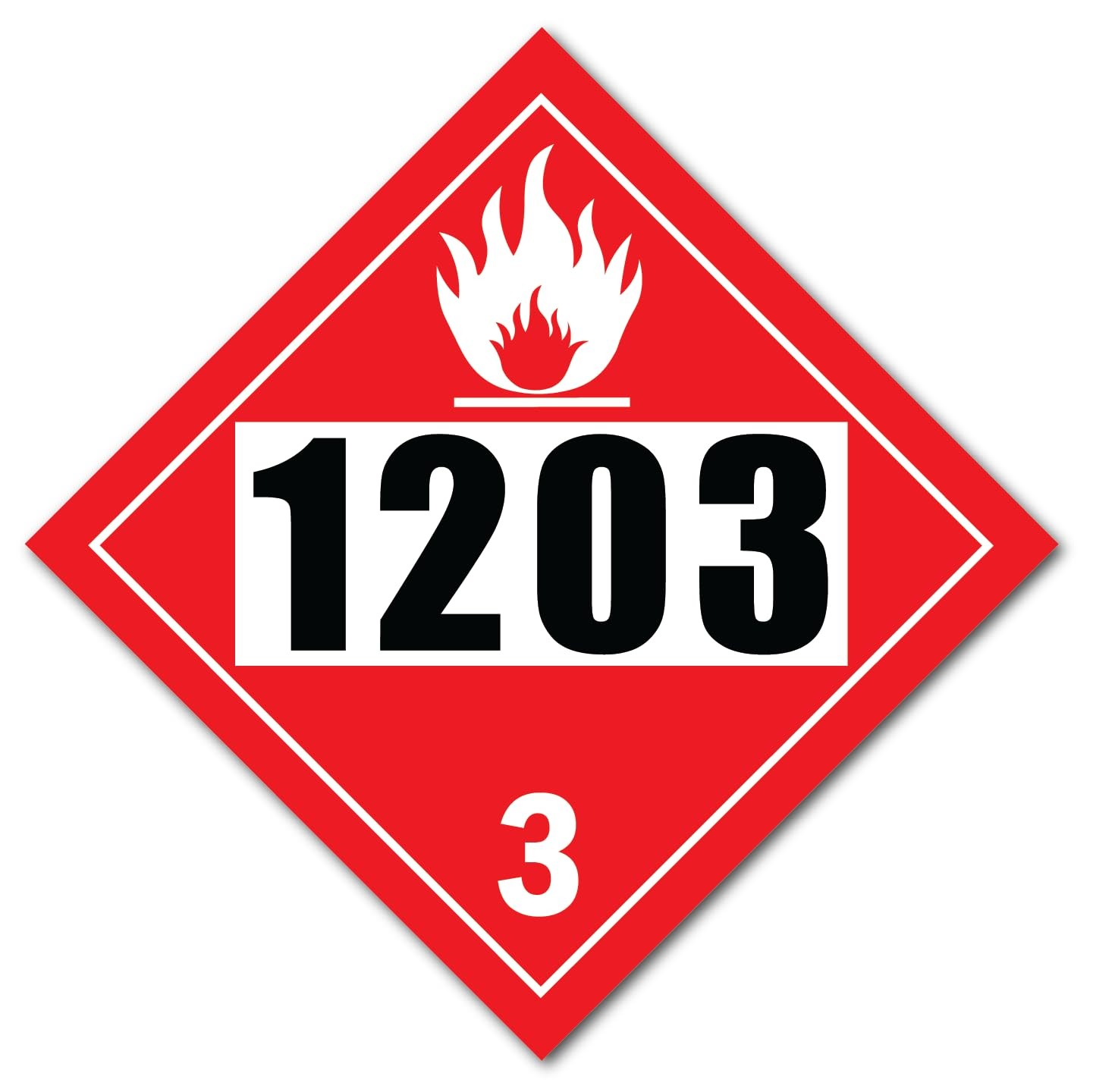 1203 Placard – Gasoline DOT UN Sticker Decal – Trucks, Equipment, Trains –