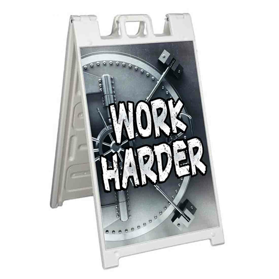 WORK HARDER Signicade 24×36 Aframe Sidewalk Decal Sign Banner MOTIVATION