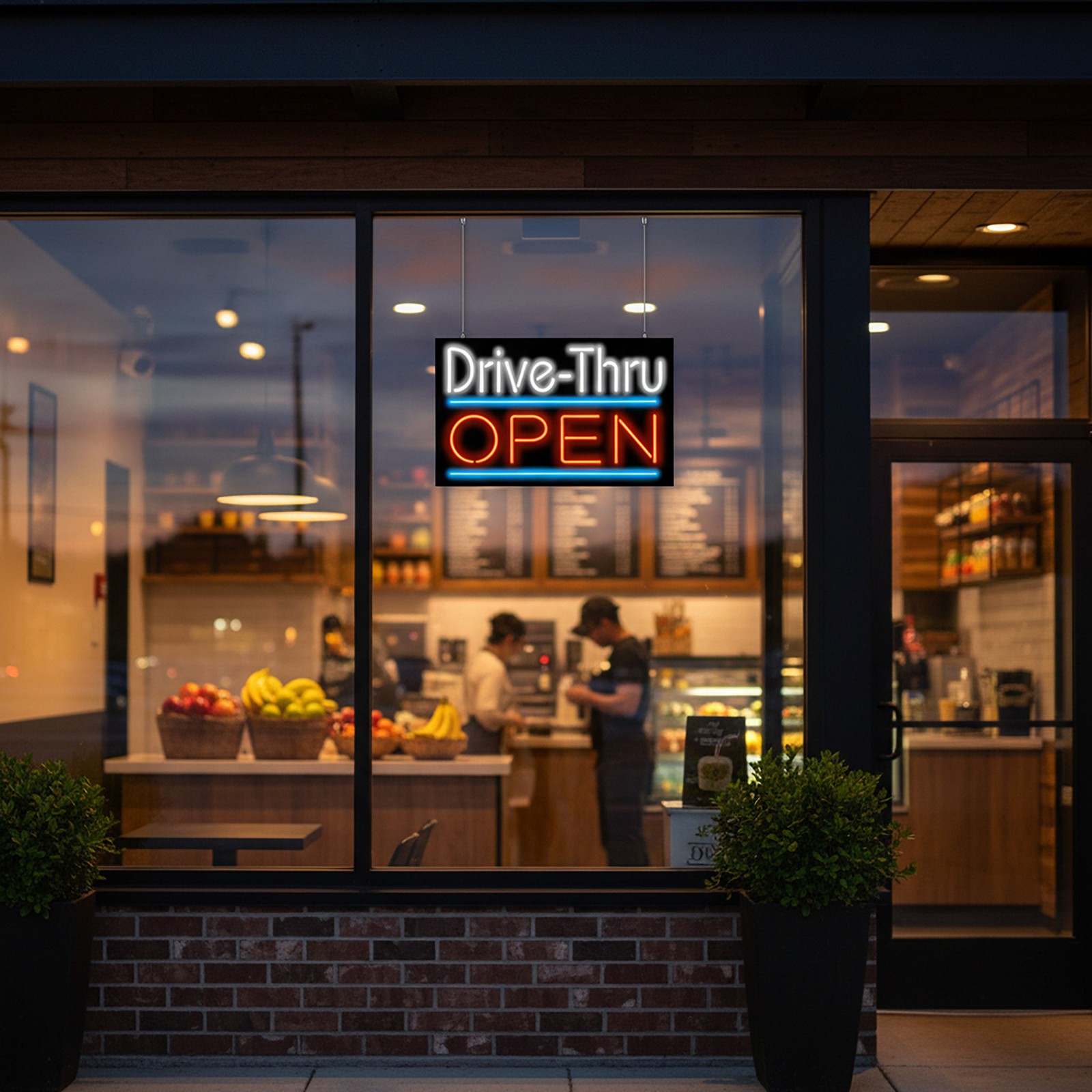 Drive Thru Open Neon Sign – Large 32″ x 20″ – Real Neon Attracts More Customers
