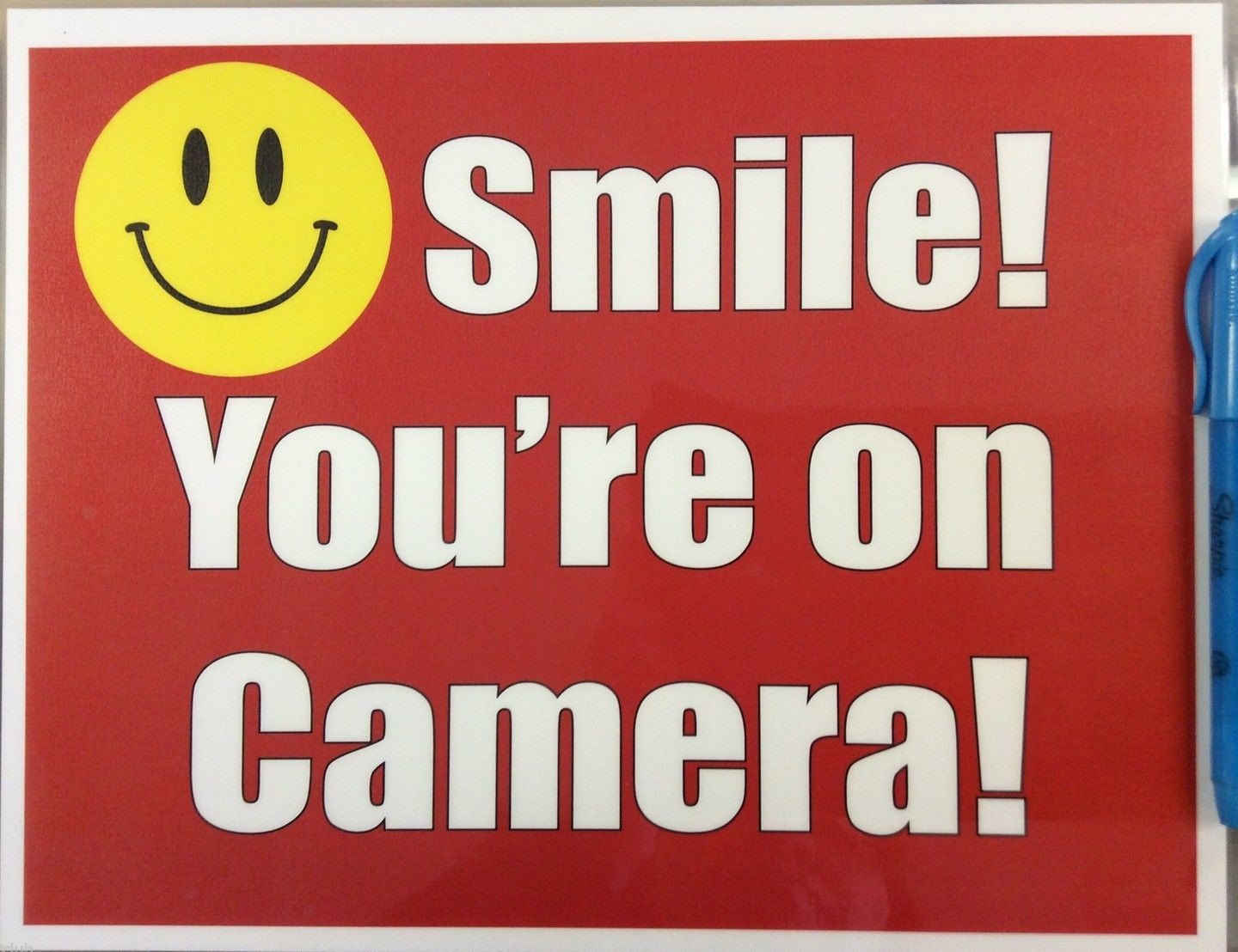 2 x Smile you are on camera sign water resistant sticker self adhesive