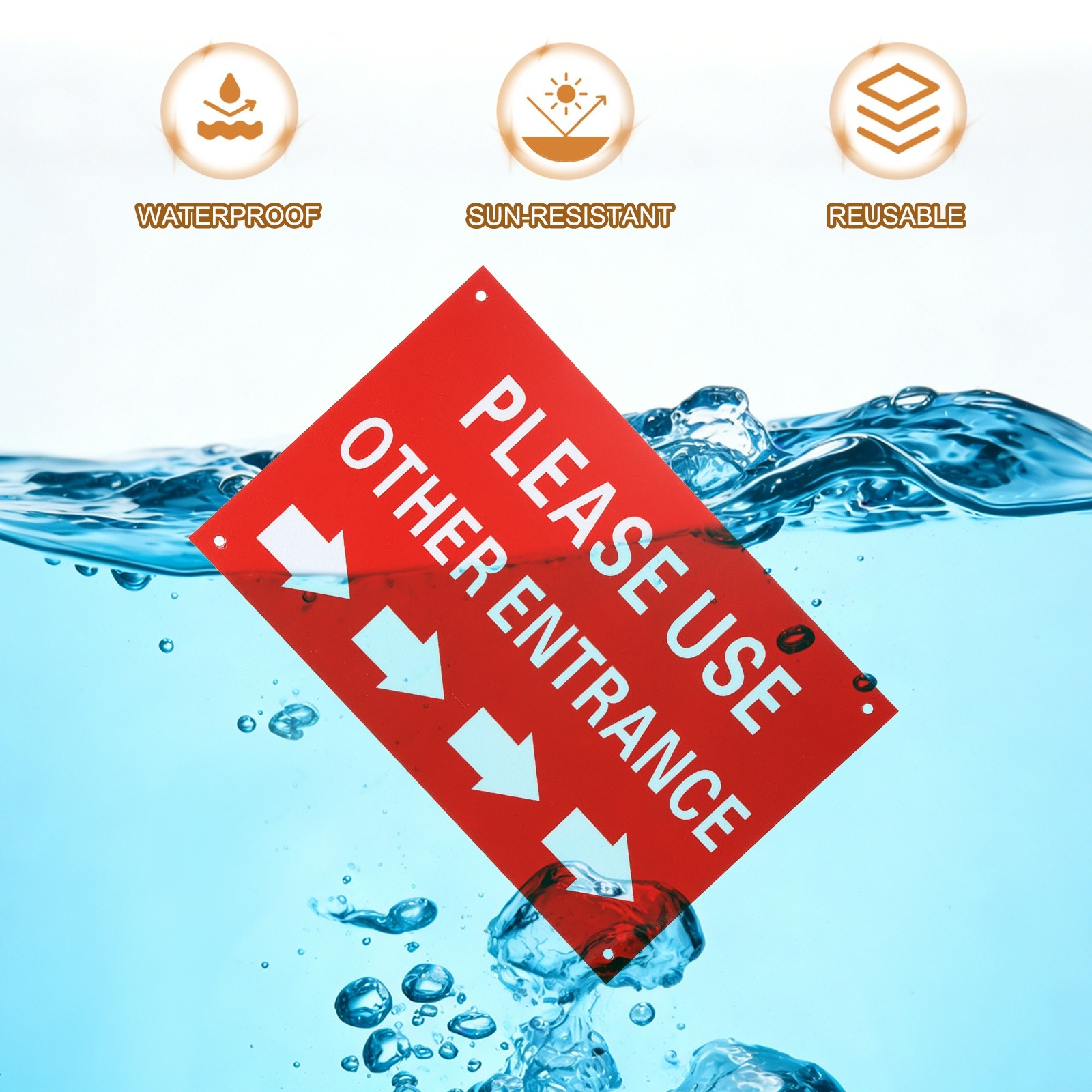 2 Pcs Please Use Other Entrance Sign, Right Arrow, Red on White