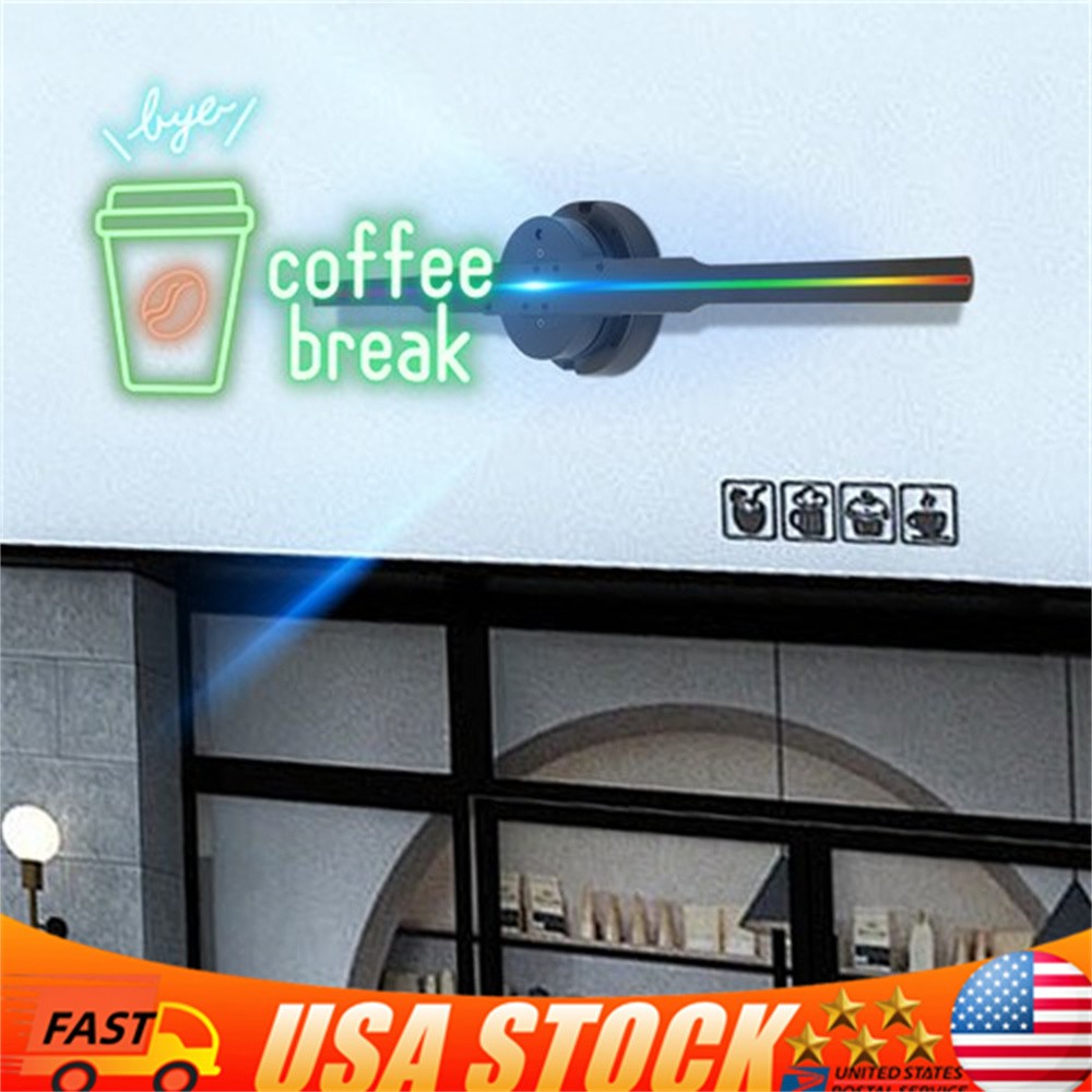 3D Holographic Fan Hologram Fan Projector 1080P LED Light RGB Sign Bar +Control