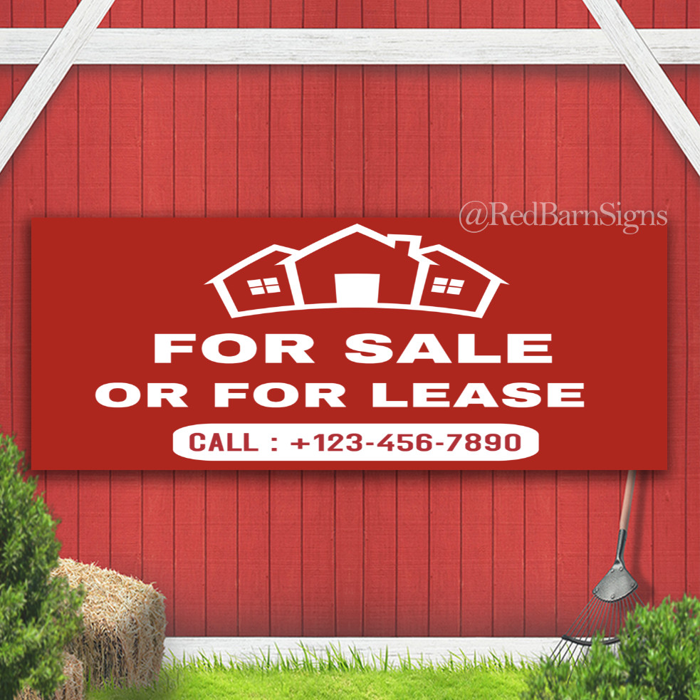 For Sale or Lease Indoor Outdoor Banner Sign with grommets