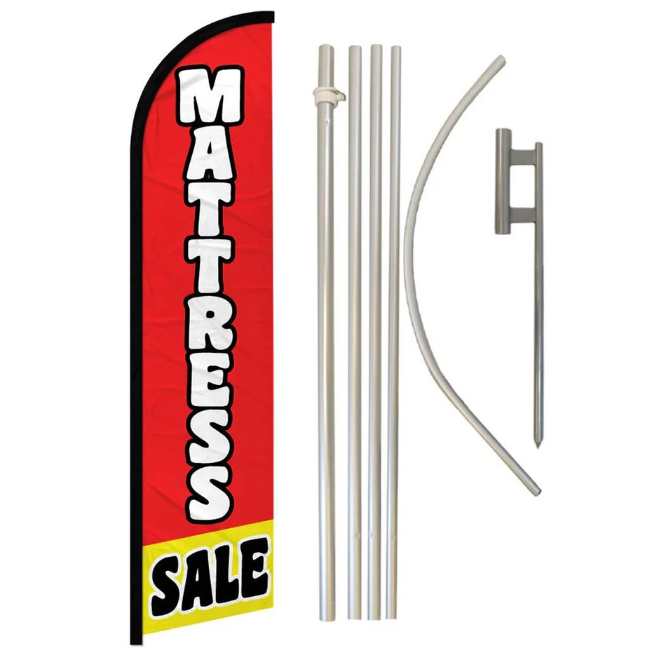 Mattress Sale Windless Advertising Banner Flag & Pole Kit