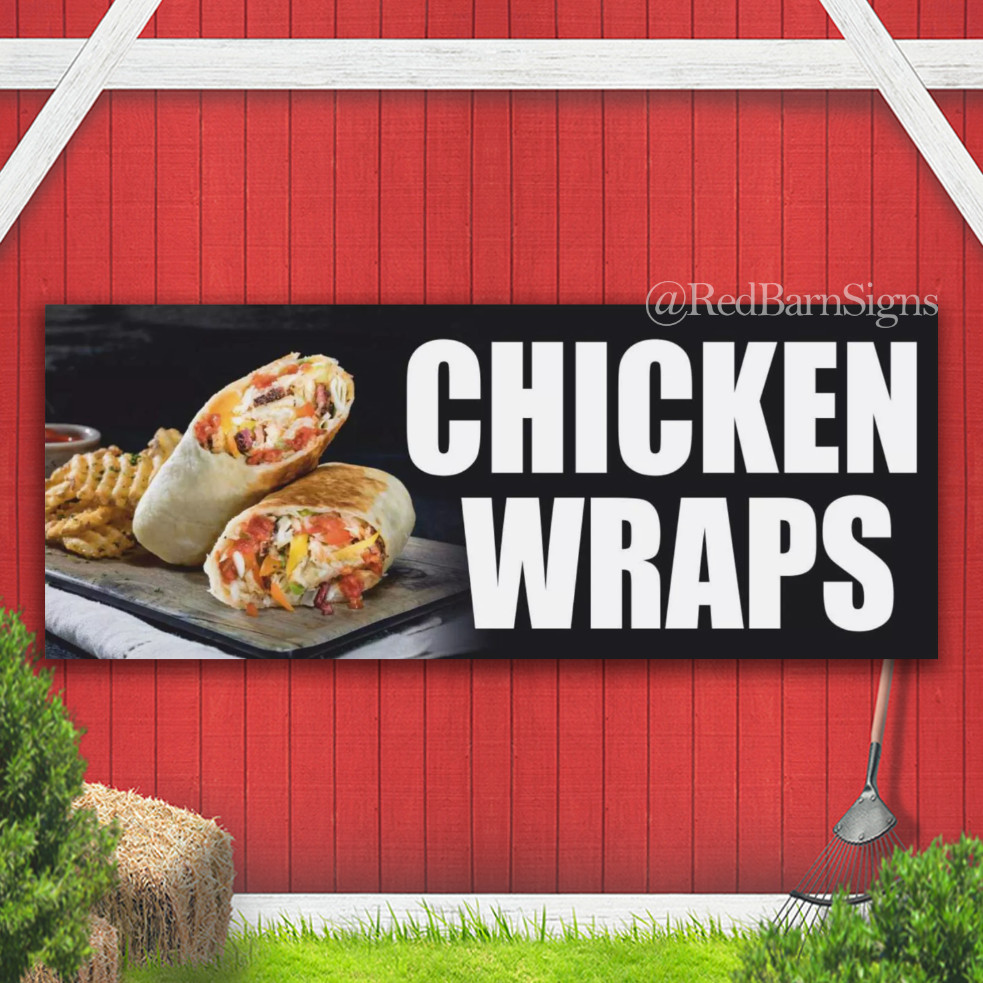 CHICKEN WRAPS Advertising Banner Vinyl Mesh Sign bar buffet fried drinks wings