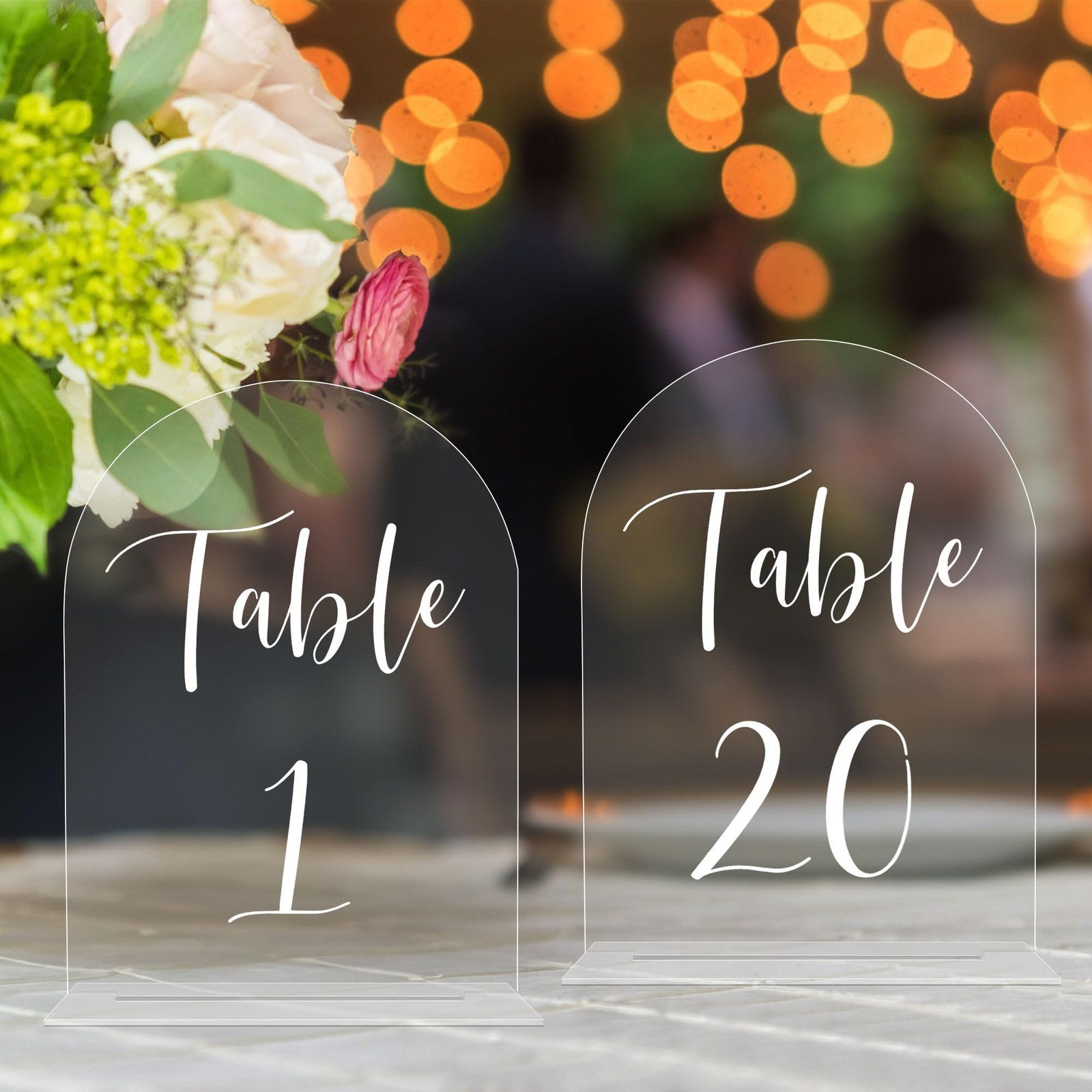 Arch Wedding Table Numbers 120 Stands 5×7 Inch Acrylic Signs Set White