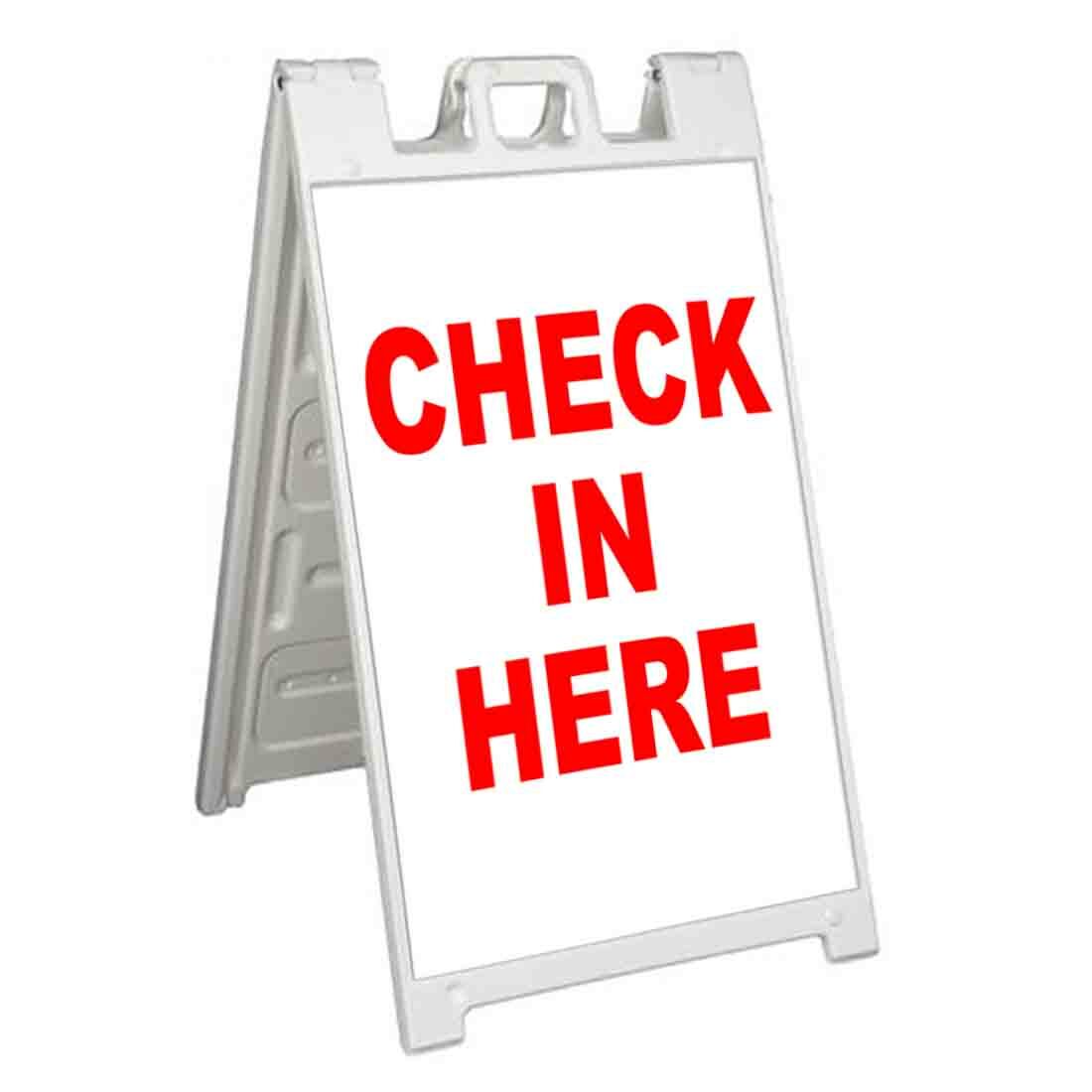 CHECK IN HERE Signicade 24×36 Aframe Sidewalk Sign Banner Decal