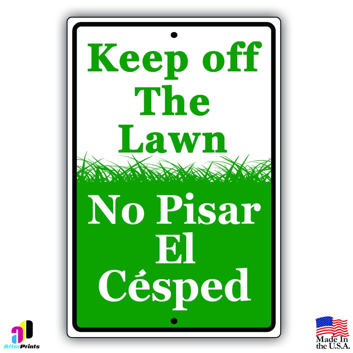 Keep Off The Lawn No Pisar El Cesped Metal Aluminum Sign 8″x12″ English Spanish