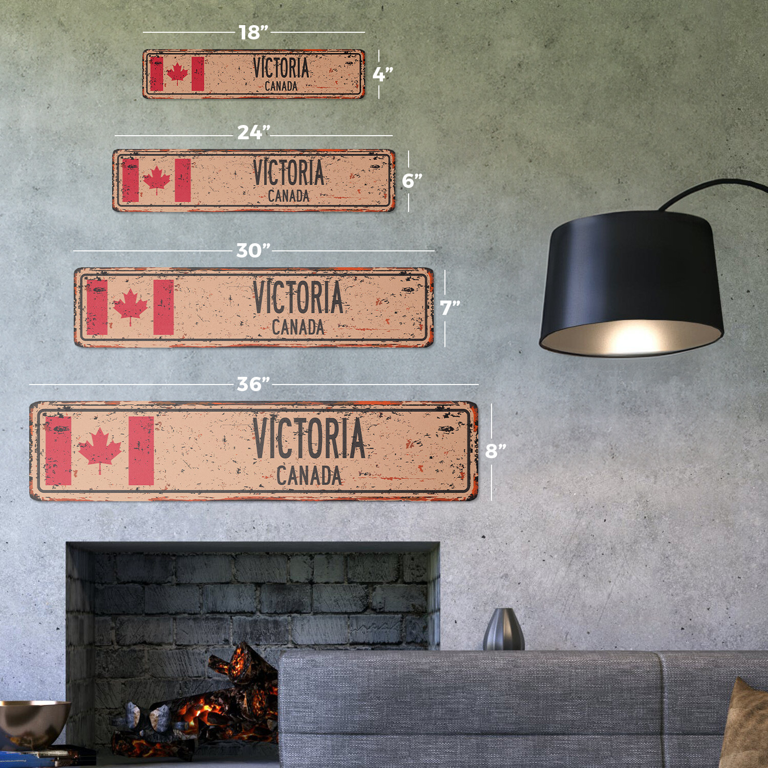 VICTORIA CANADA Vintage Street Sign Canadian flag city country road wall rustic