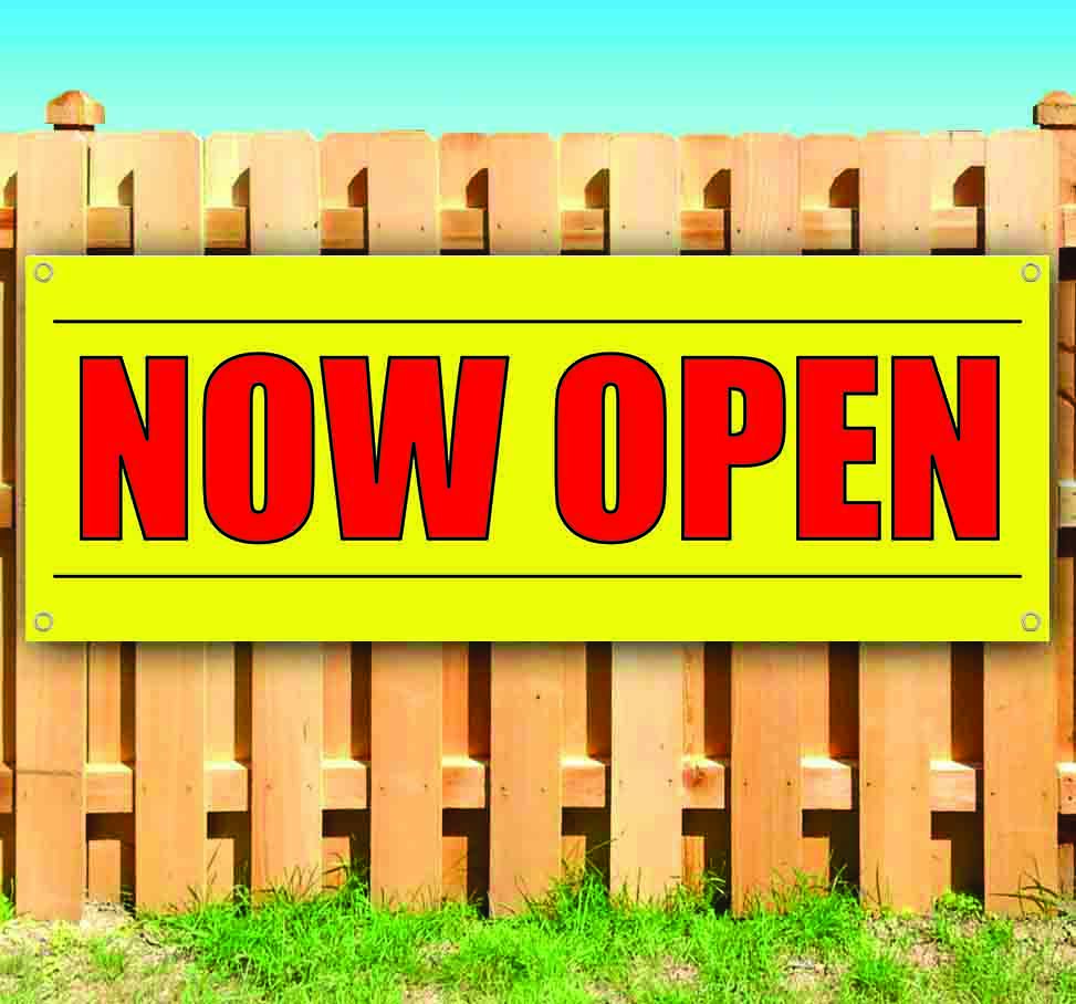 NOW OPEN Banner Advertising Vinyl Flag Sign Many Sizes OPENING AVAILABLE SERVING