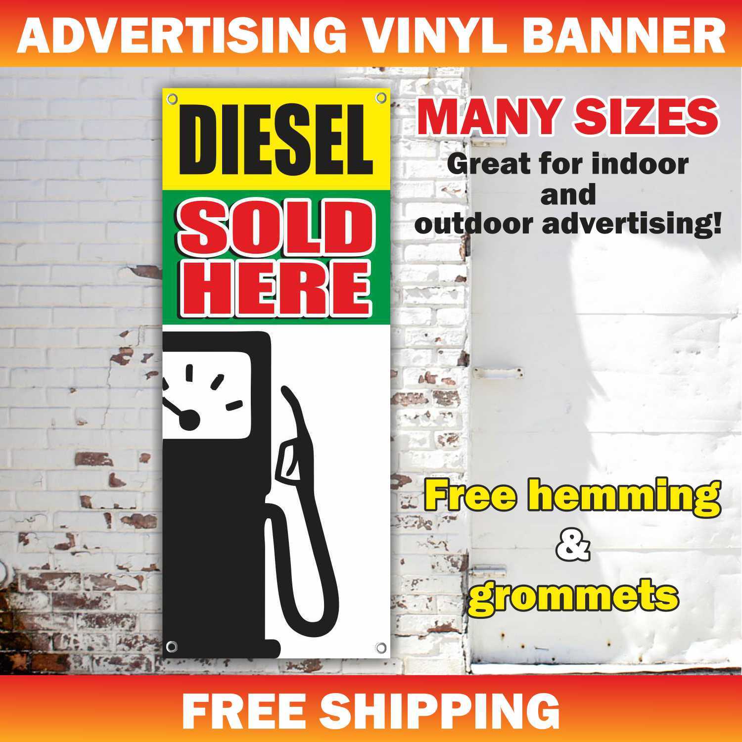 DIESEL SOLD HERE Advertising Banner Vinyl Mesh Sign Gasoline Station oil service
