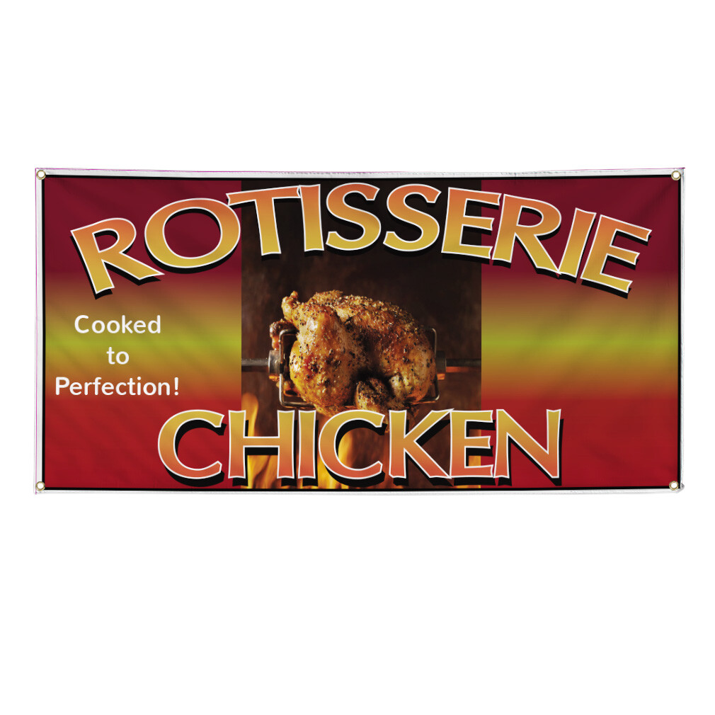 Vinyl Banner Multiple Sizes Rotisserie Chicken Restaurant Cafe Bar Outdoor