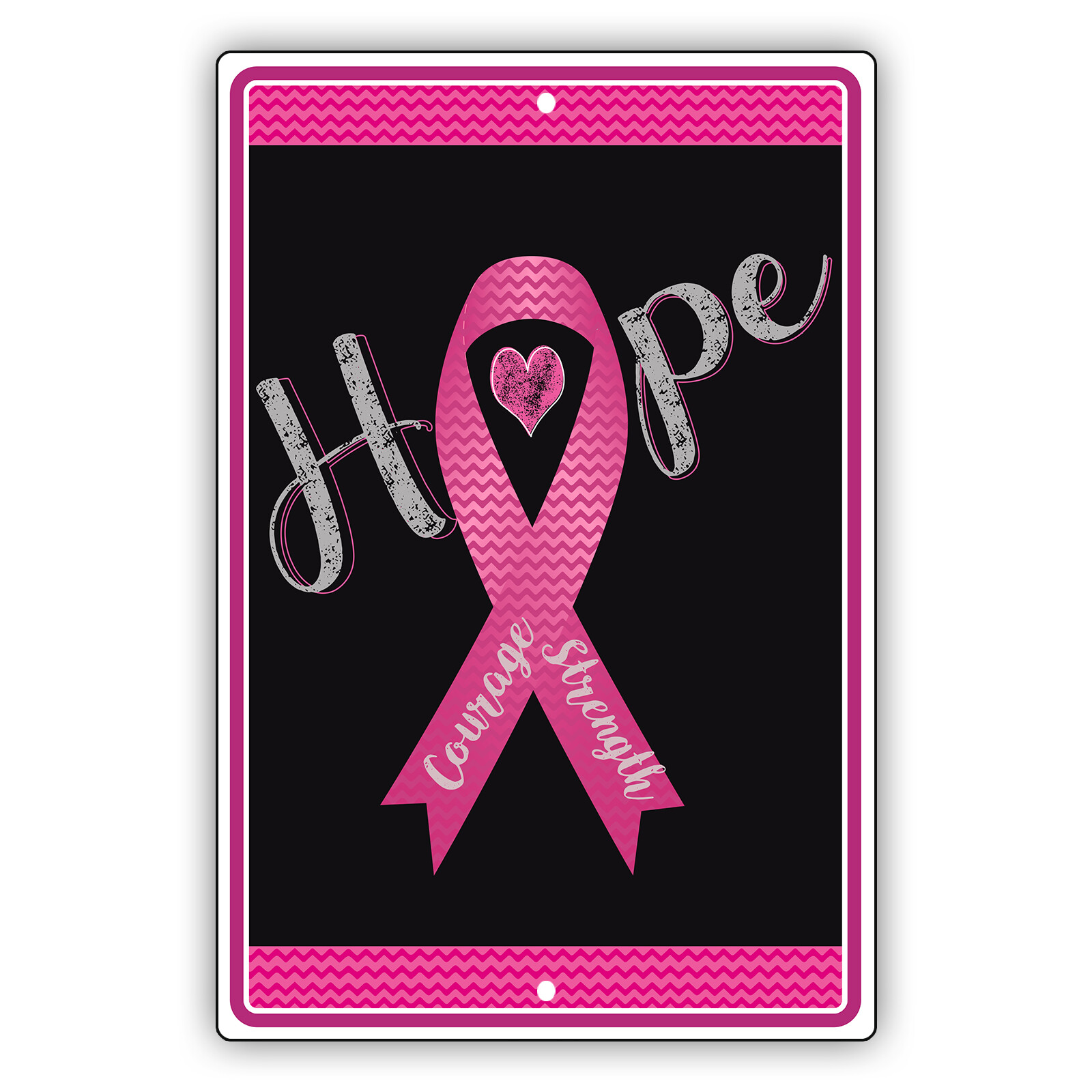 Hope Fight Pink Ribbon Breast Cancer Survivor Awareness Novelty Metal Sign