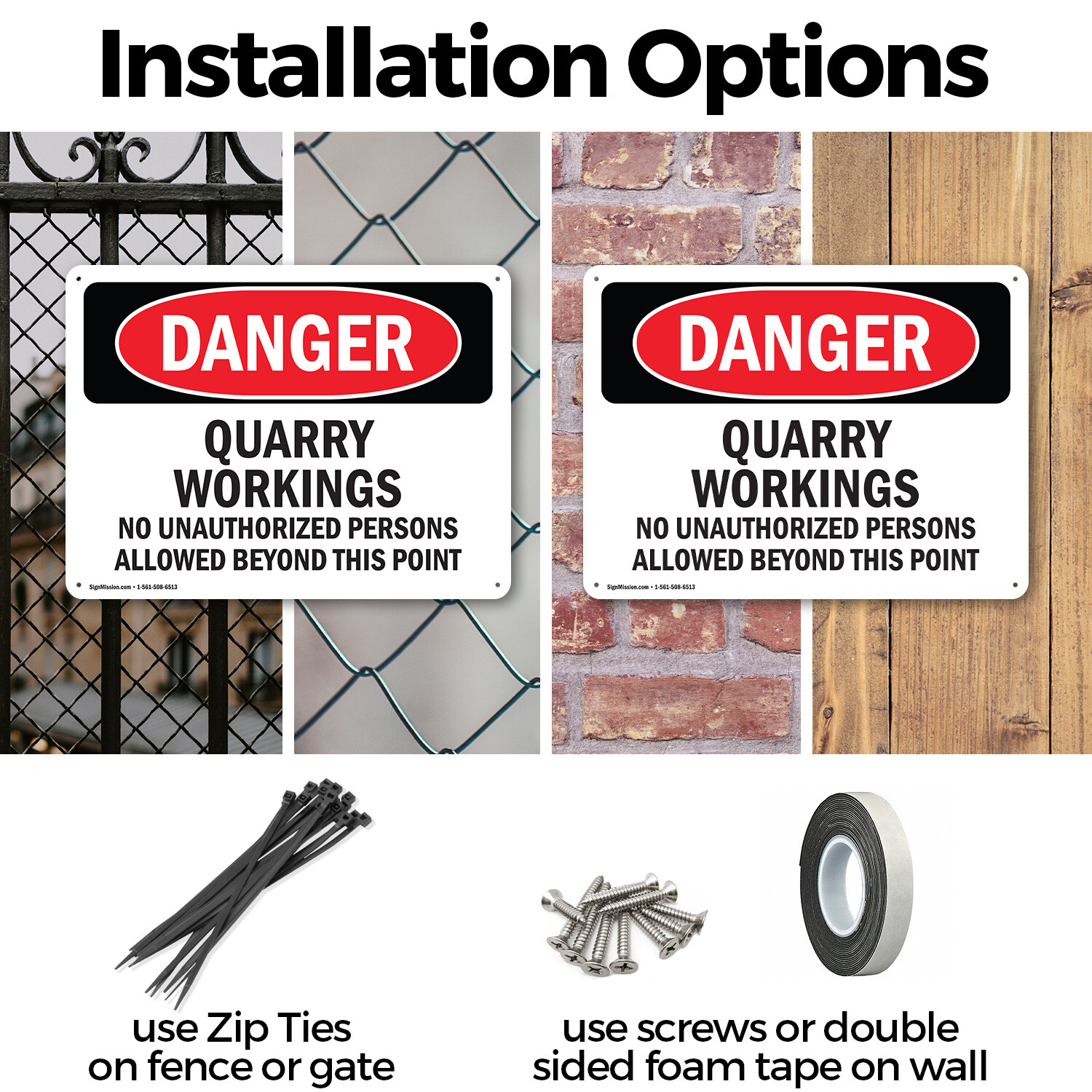(2 Pack) Quarry Workings No Unauthorized Persons OSHA Danger Sign Decal Metal