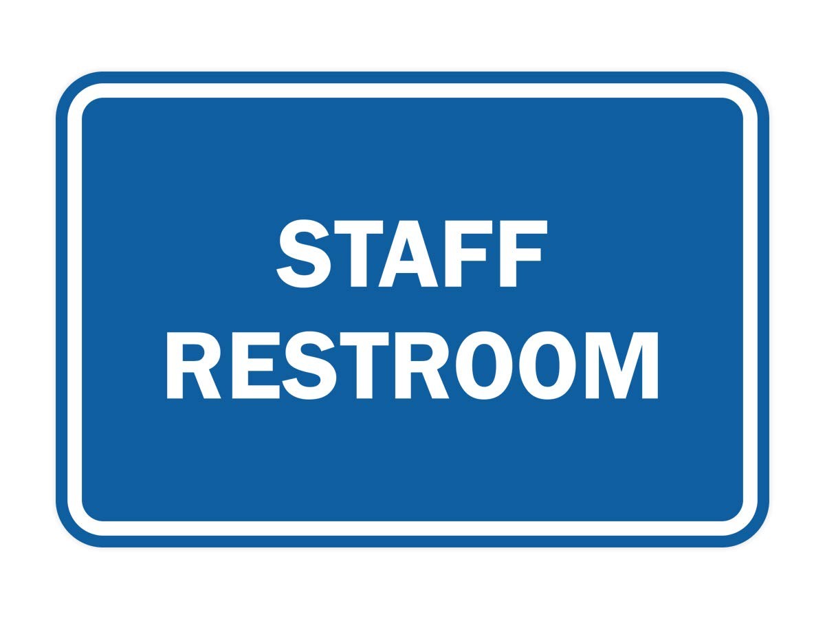 Classic Framed Staff Restroom Sign Medium Blue Commercial Office Door Wall