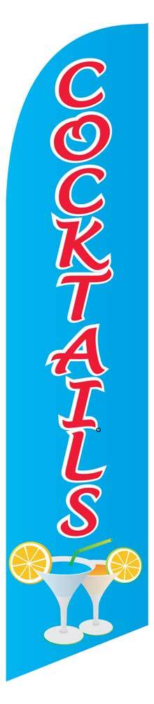 Cocktails Flag Only Blue Red Swooper Advertising Sign 2.5’ Wide Banner Windless