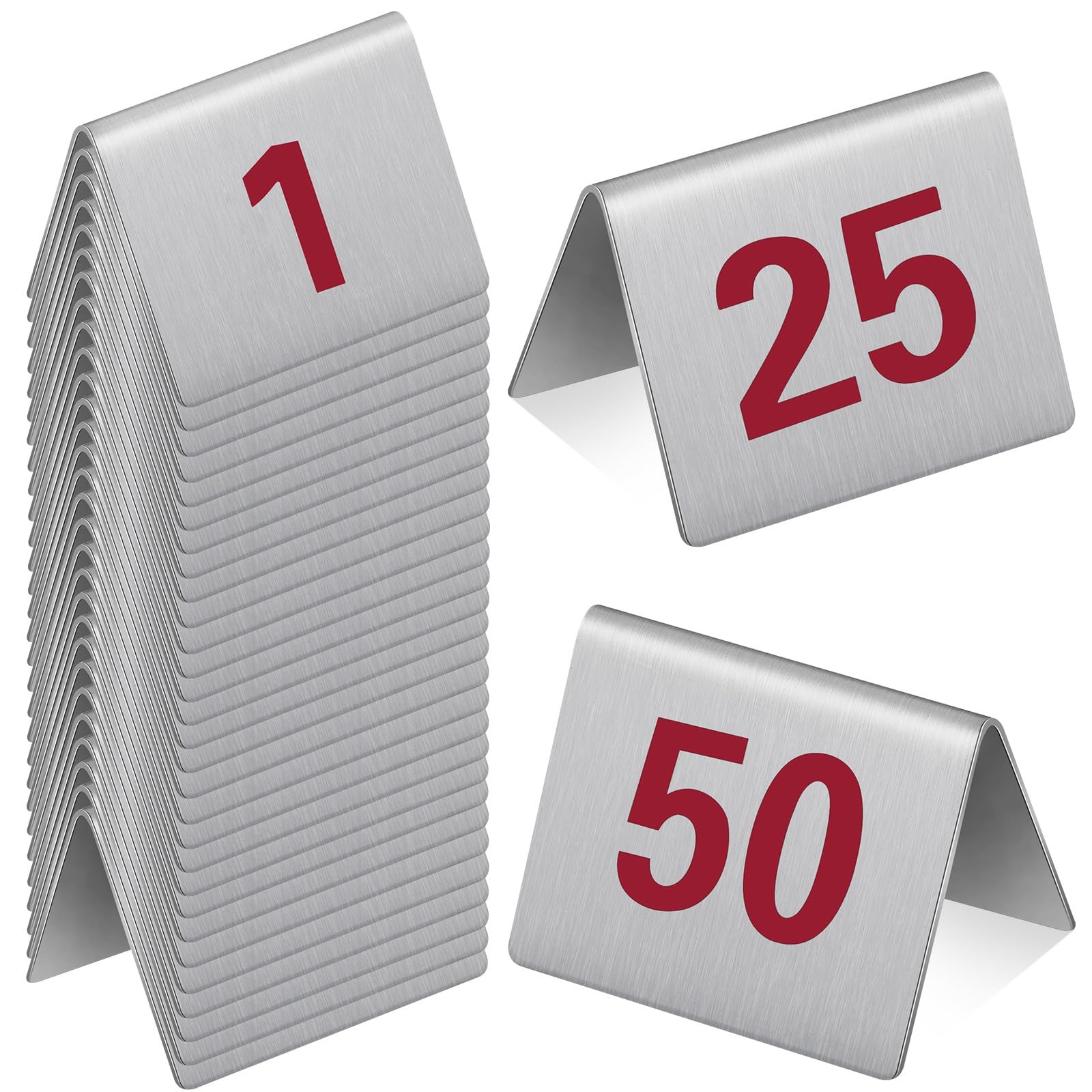 Stainless Steel Table Numbers Tent Style Restaurants Table Number Card Tent C…
