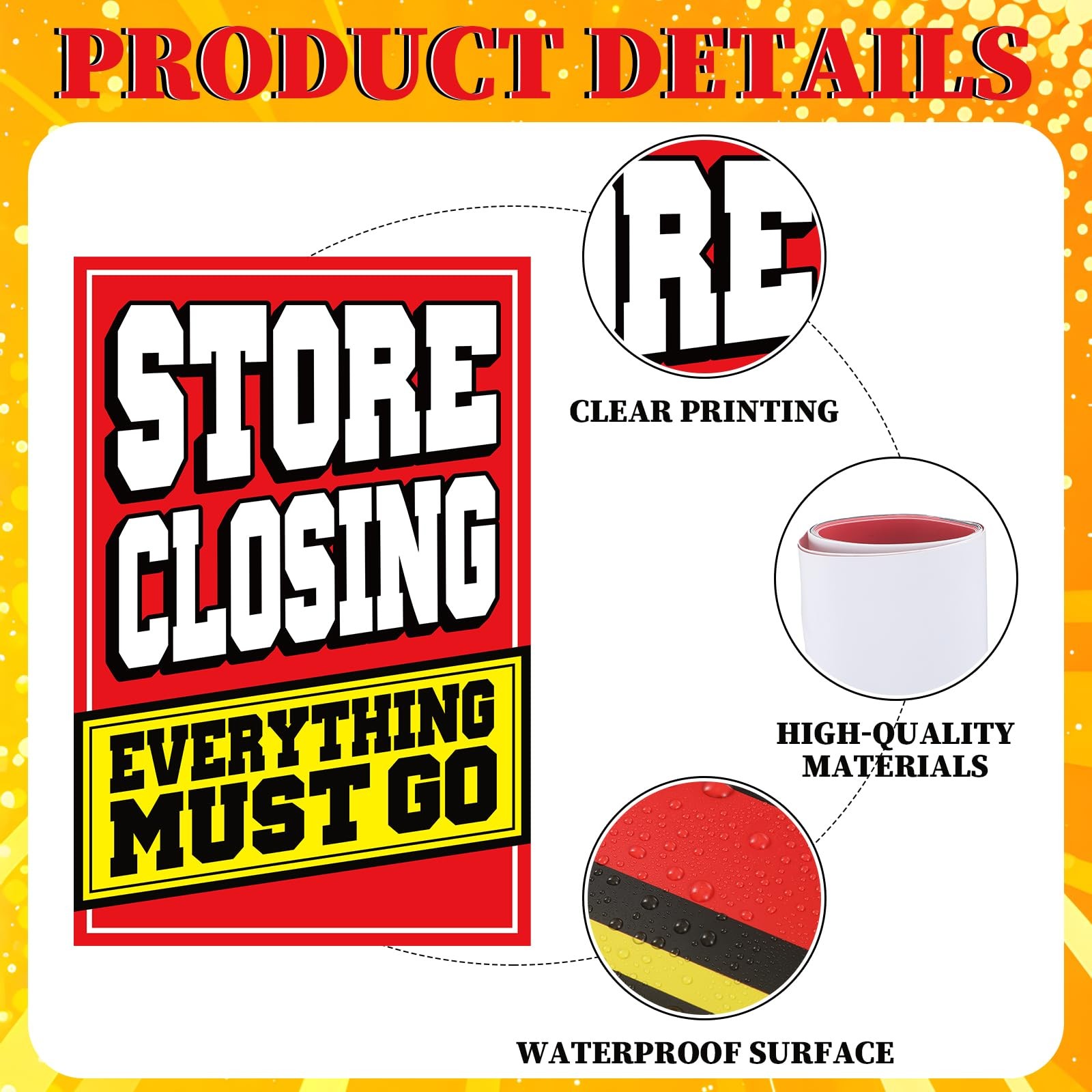 2 Pcs Store Closing Sign Poster Everything Must Go Advertising Banner Going o…