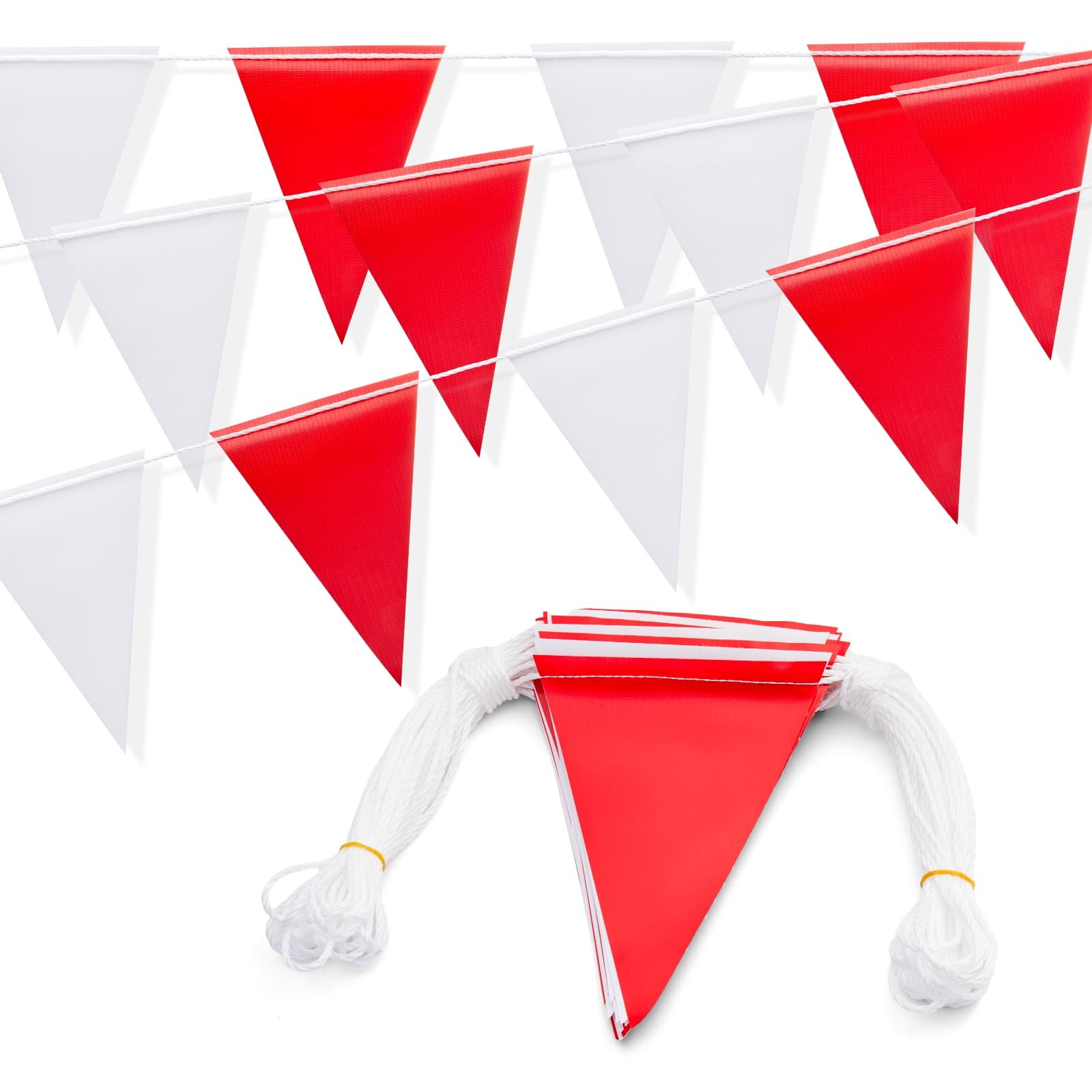 Safety Warning Pennant Banner 105FT Red White 45pc Heavy Duty Polyester Outdoor