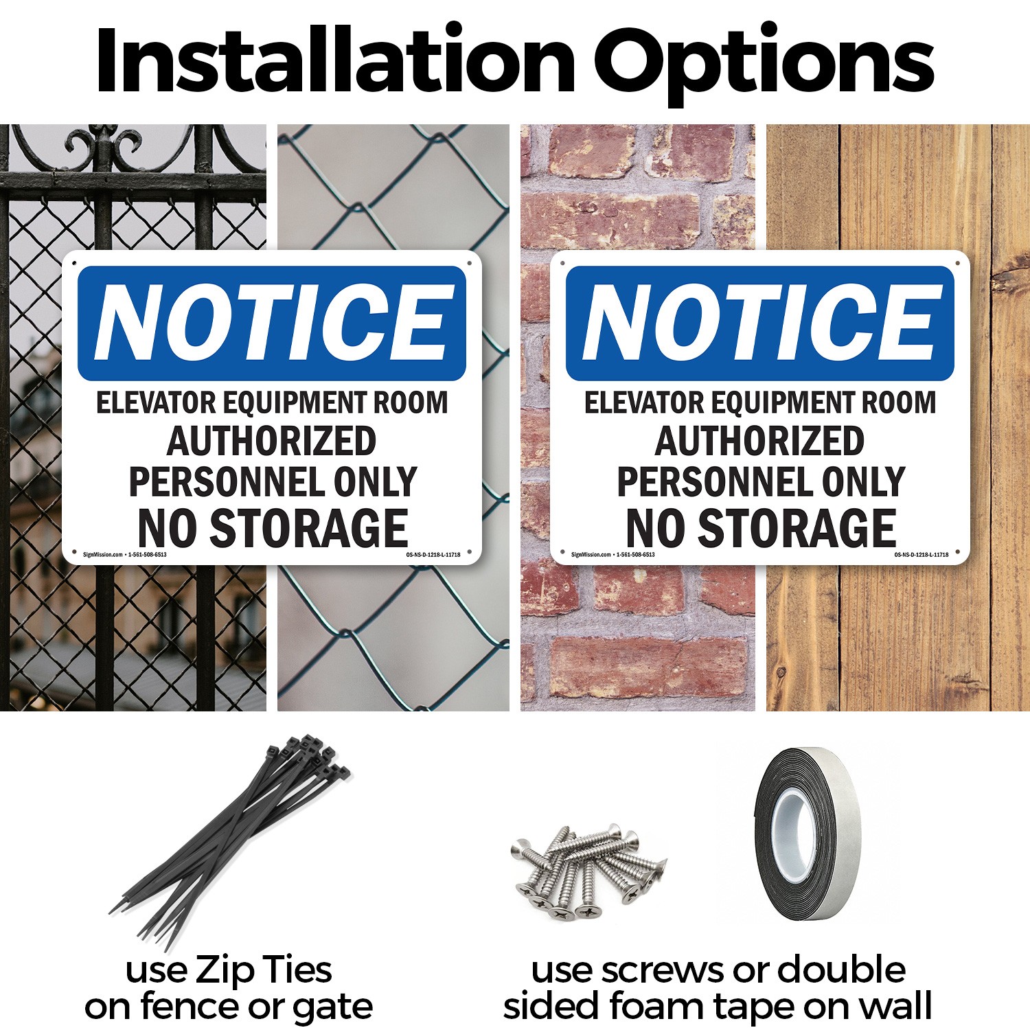 Elevator Equipment Room Authorized Personnel OSHA Notice Sign, Decal 5/10 Pack